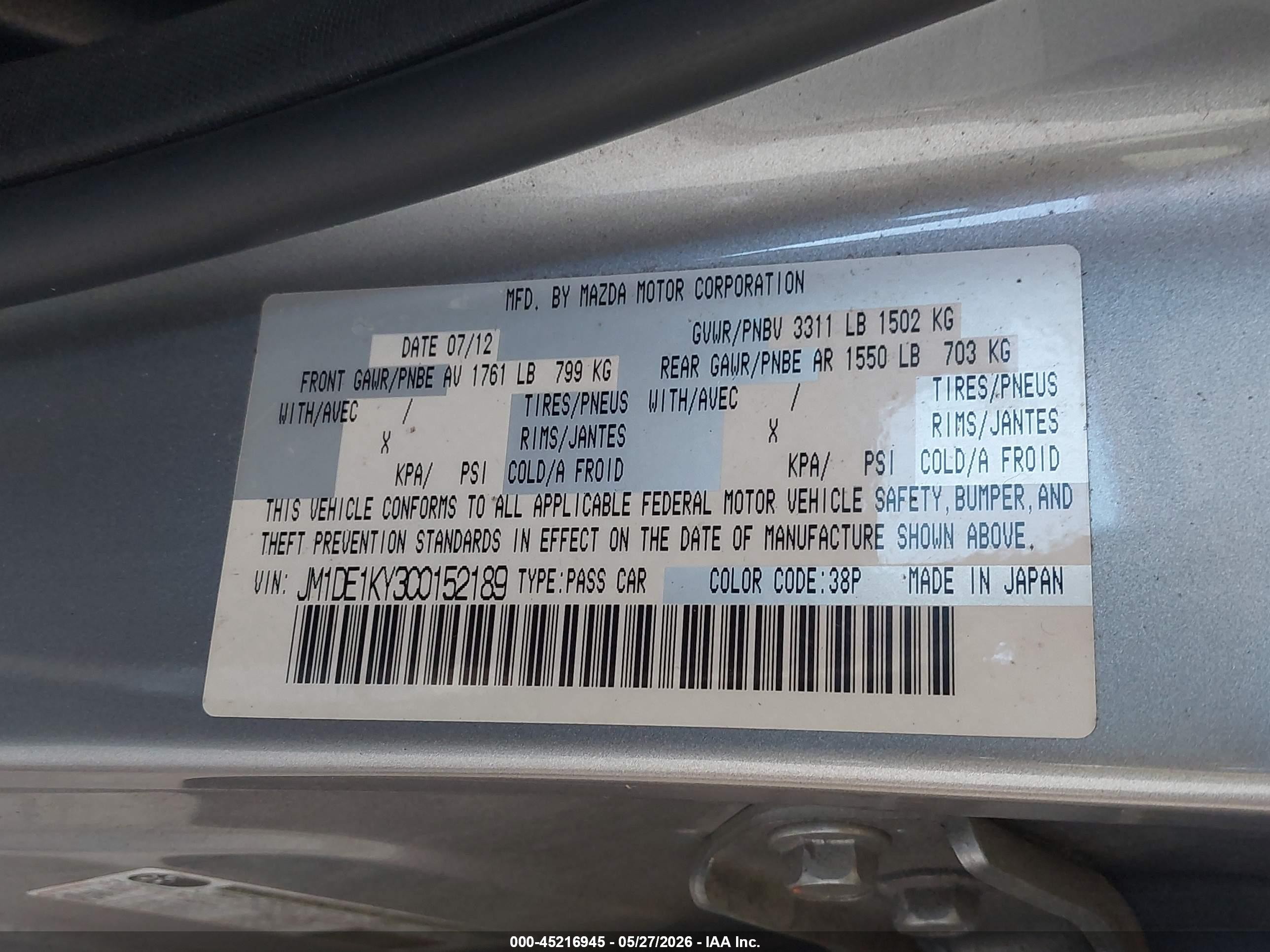 2012 Mazda Mazda2 Sport Gray vin: JM1DE1KY3C0152189