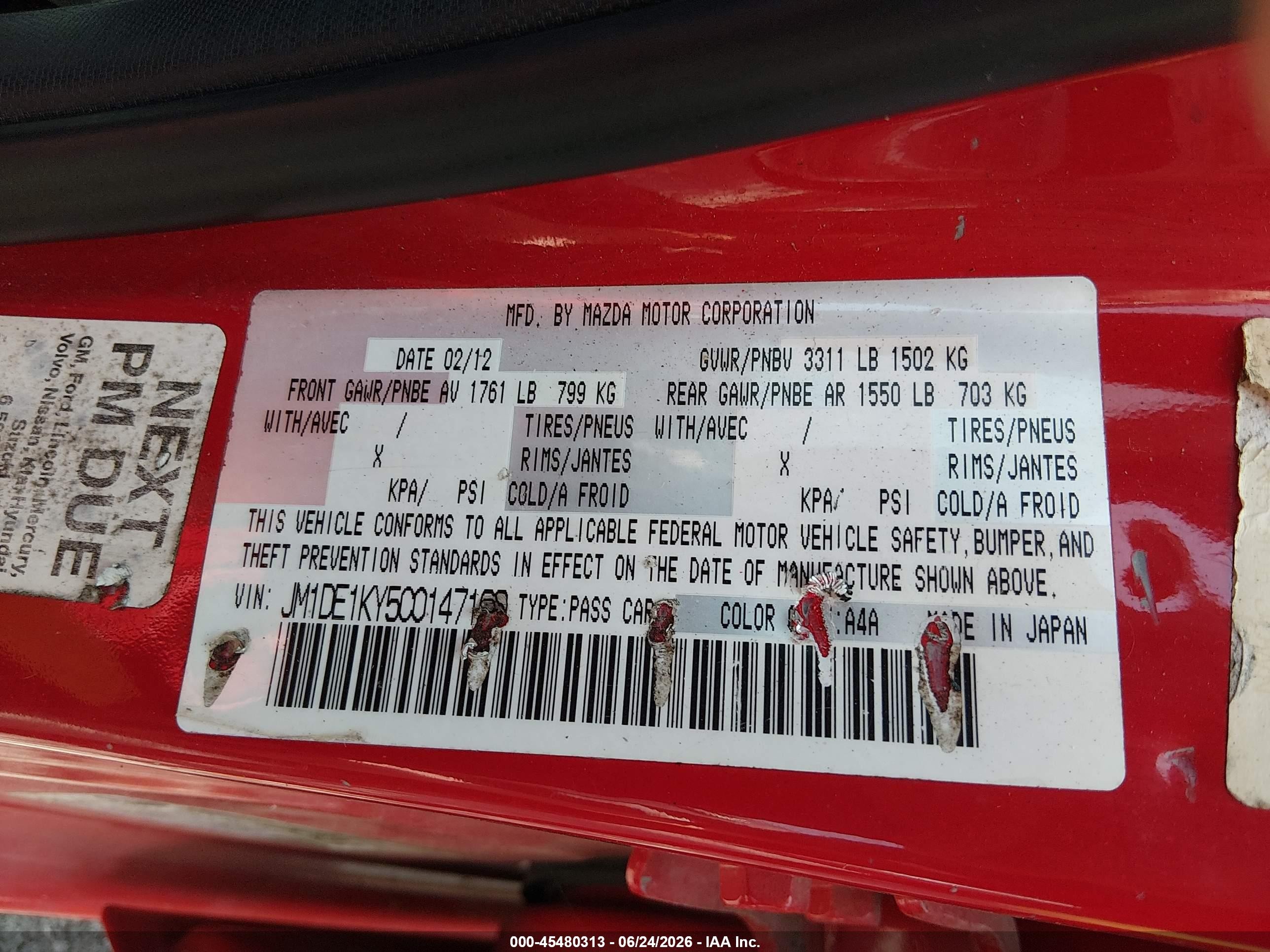 2012 Mazda Mazda2 Sport Red vin: JM1DE1KY5C0147169