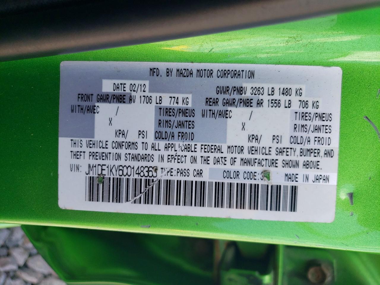 2012 Mazda Mazda2 Green vin: JM1DE1KY6C0148363