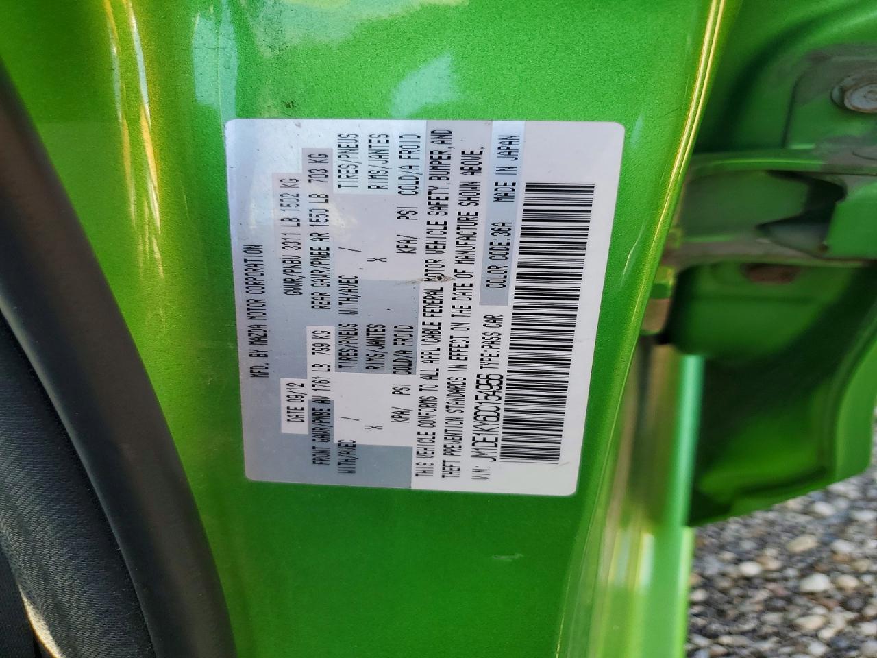 2013 Mazda Mazda2 Green vin: JM1DE1KY6D0154956