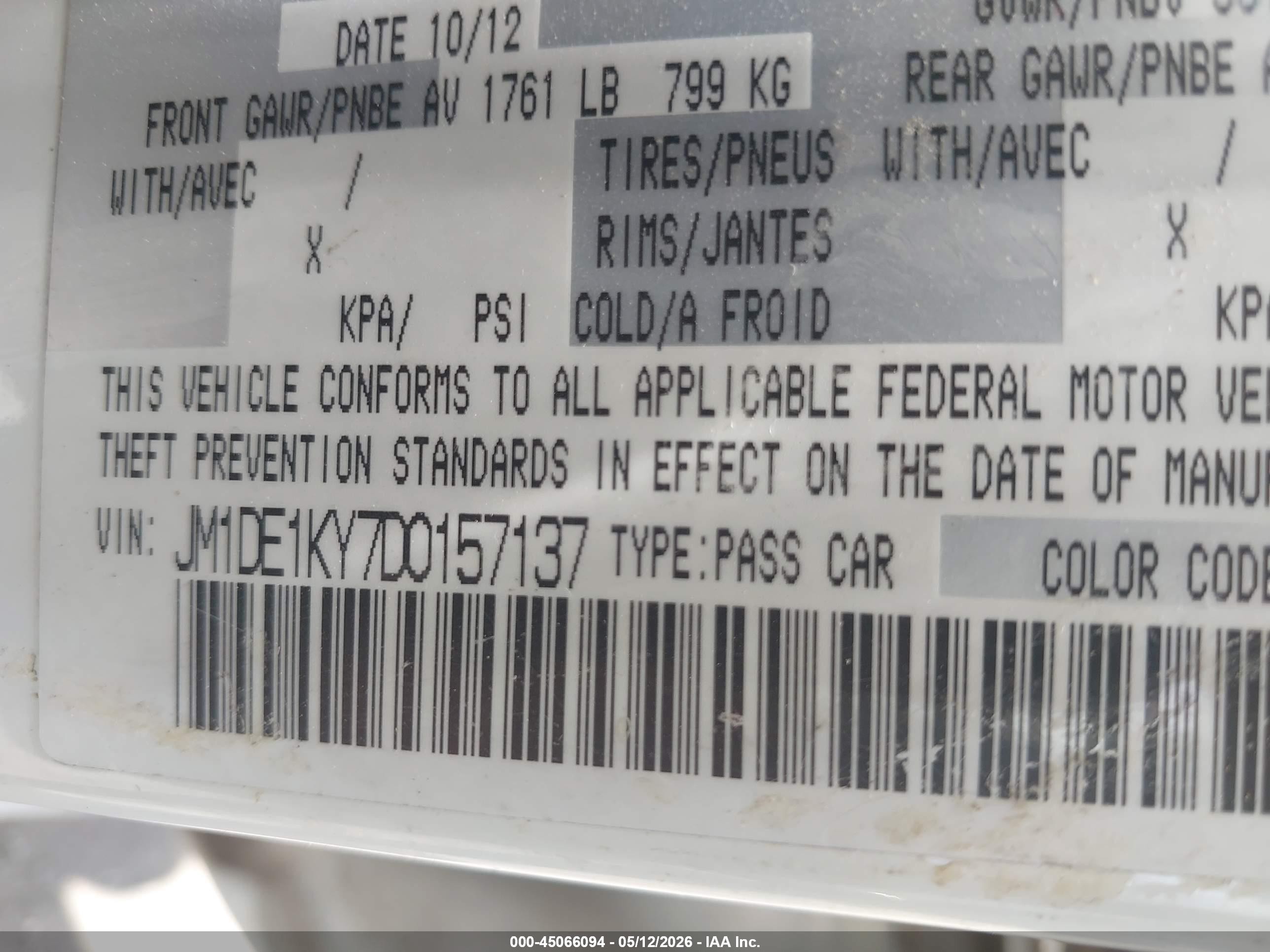 2013 Mazda Mazda2 Sport White vin: JM1DE1KY7D0157137