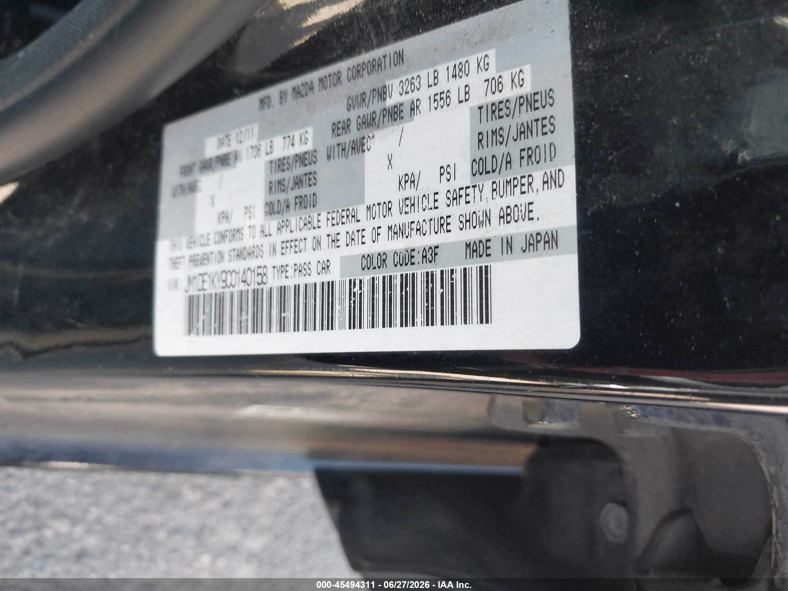 2012 Mazda Mazda2 Sport Black vin: JM1DE1KY9C0140158