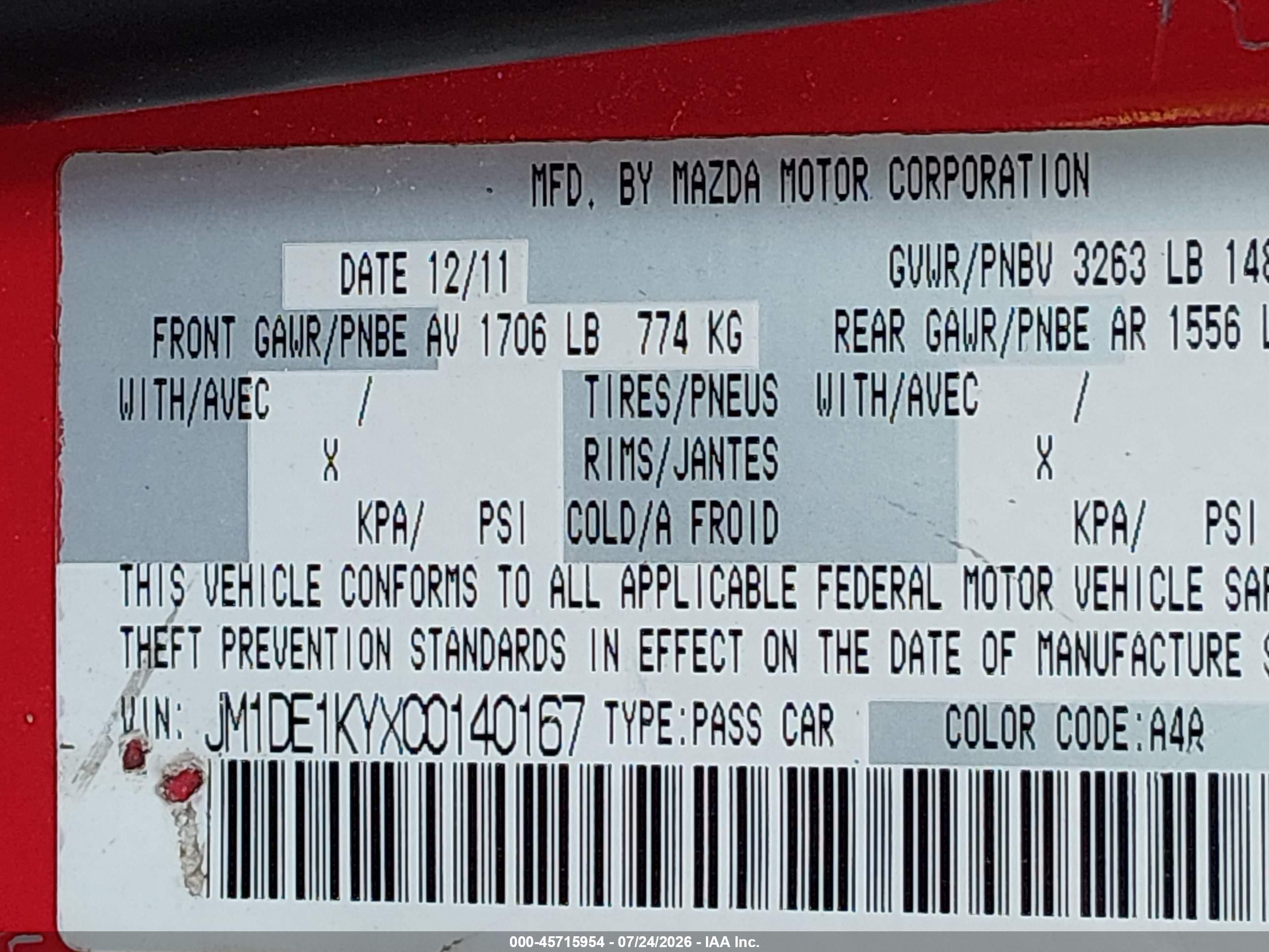 2012 Mazda Mazda2 Sport Red vin: JM1DE1KYXC0140167