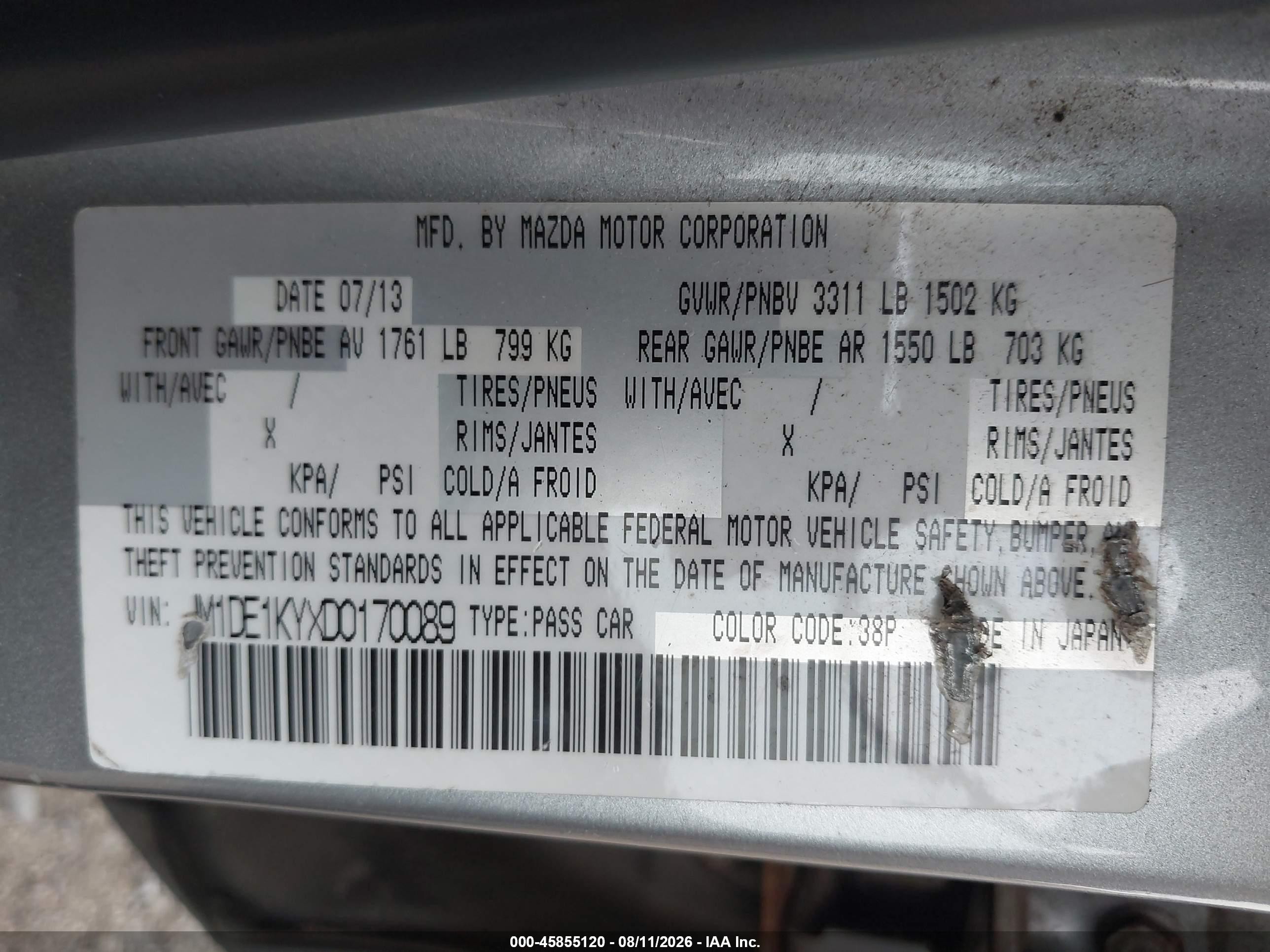 2013 Mazda Mazda2 Sport Gray vin: JM1DE1KYXD0170089