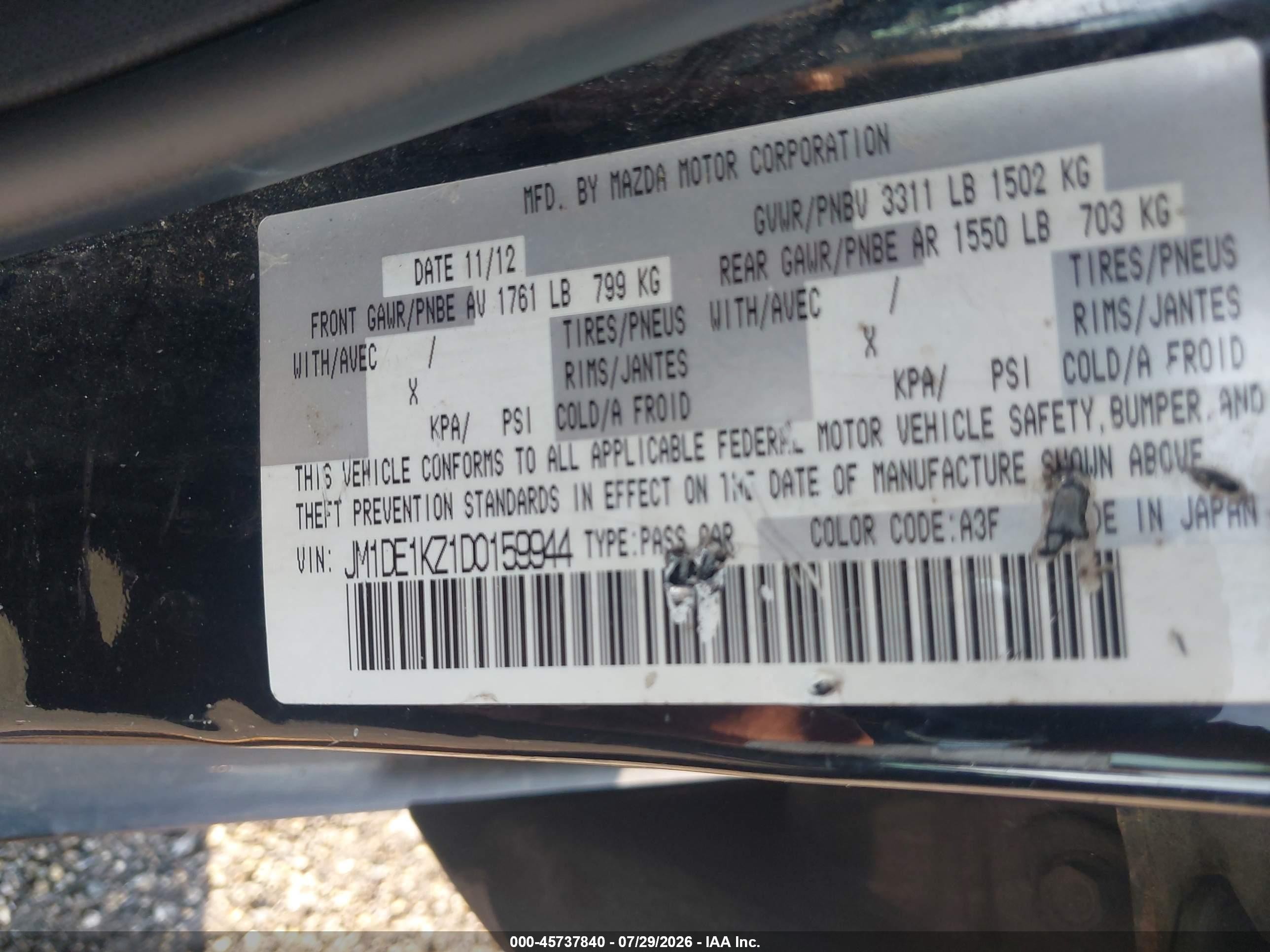 2013 Mazda Mazda2 Sport Black vin: JM1DE1KZ1D0159944