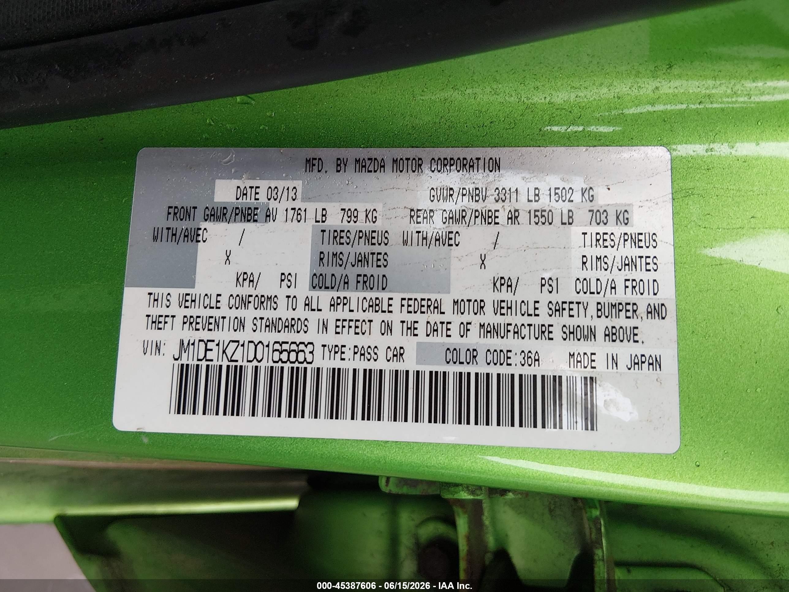 2013 Mazda Mazda2 Sport Зеленый vin: JM1DE1KZ1D0165663