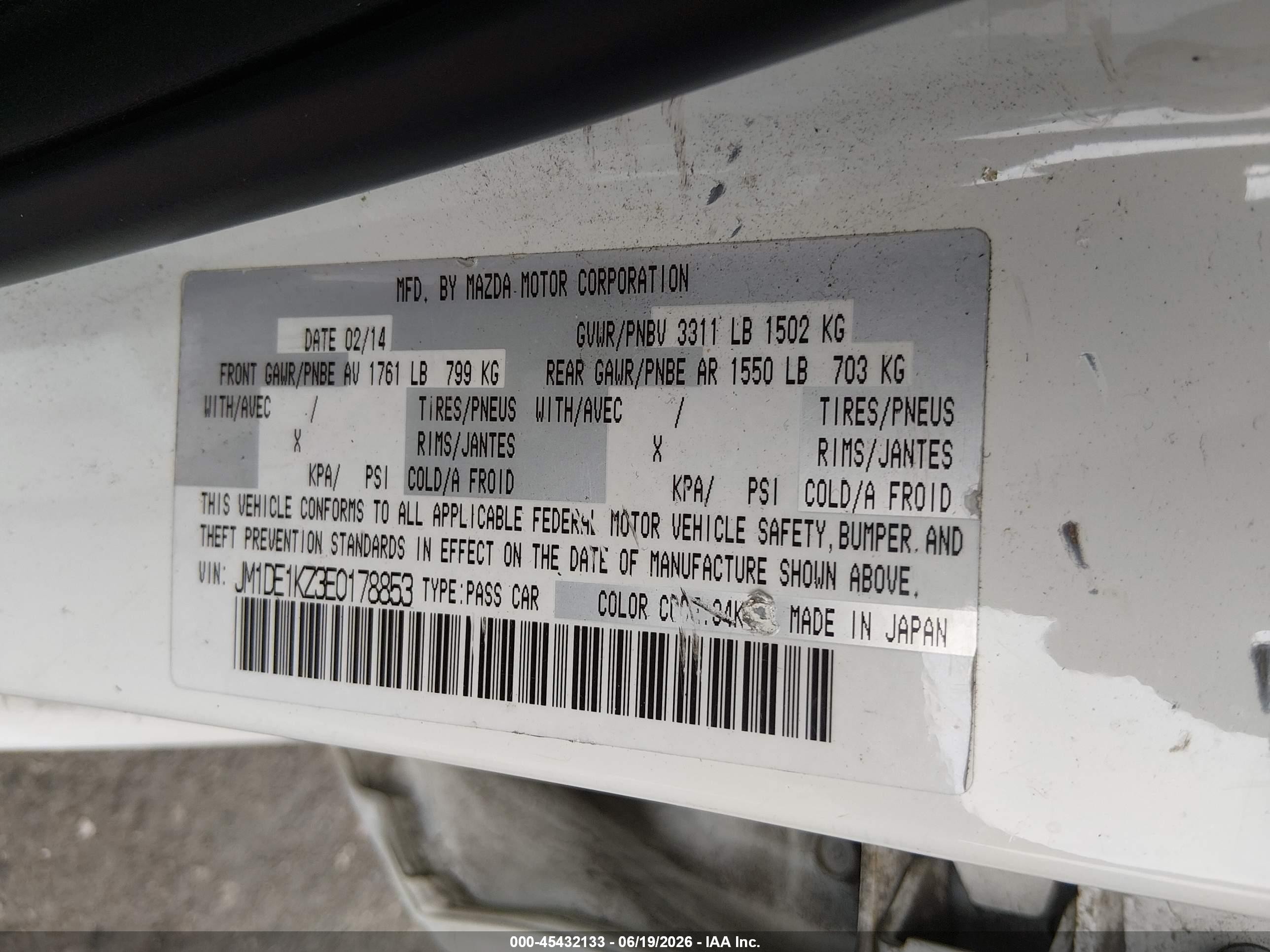 2014 Mazda Mazda2 Sport White vin: JM1DE1KZ3E0178853