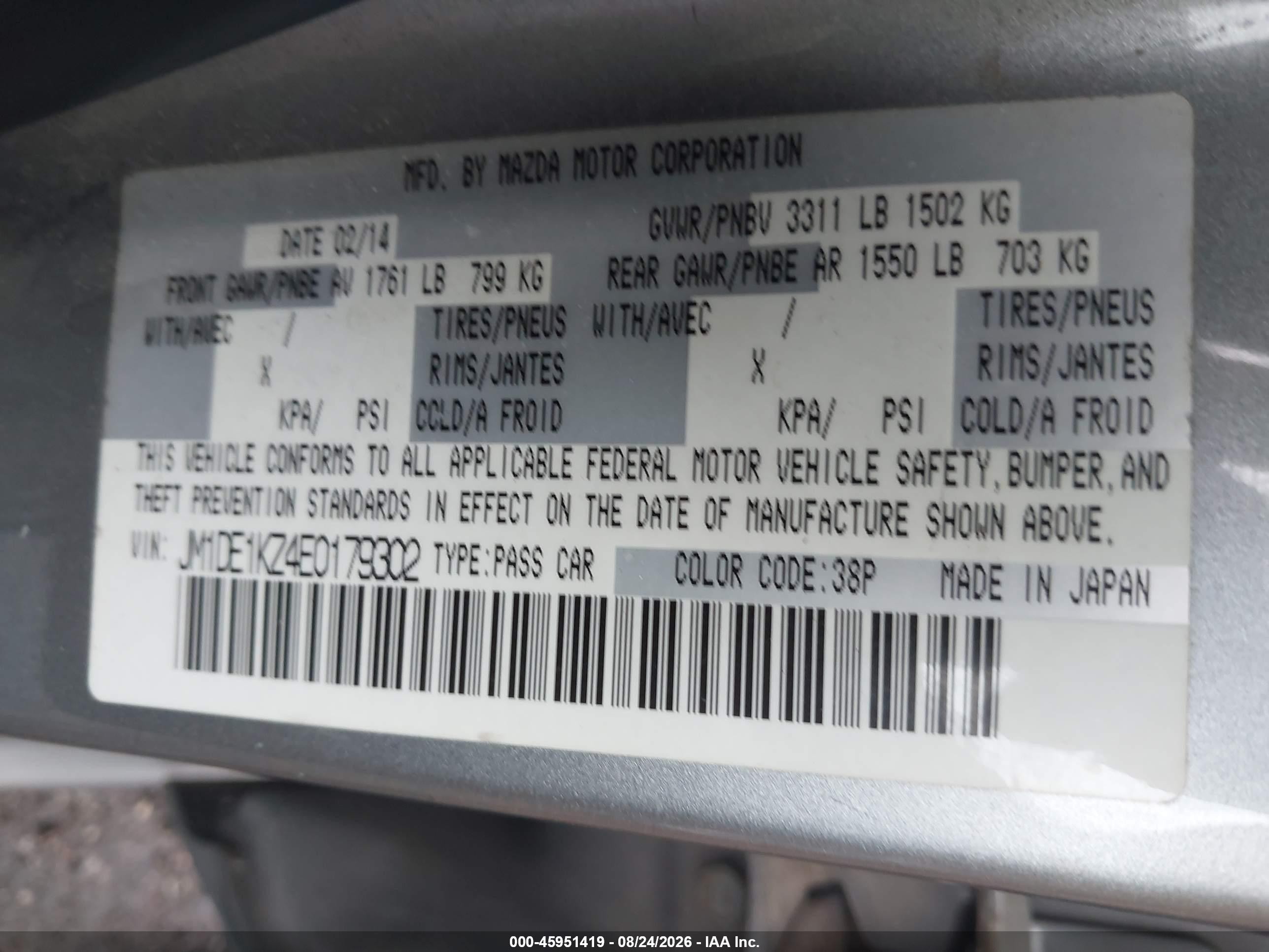 2014 Mazda Mazda2 Sport Серебряный vin: JM1DE1KZ4E0179302