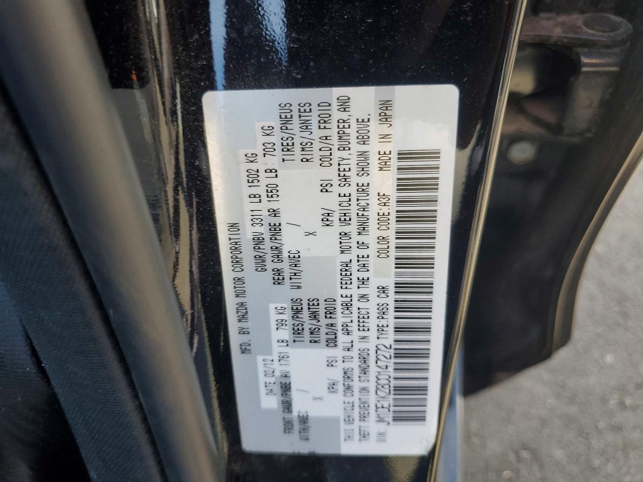 2012 Mazda Mazda2 Черный vin: JM1DE1KZ8C0147272