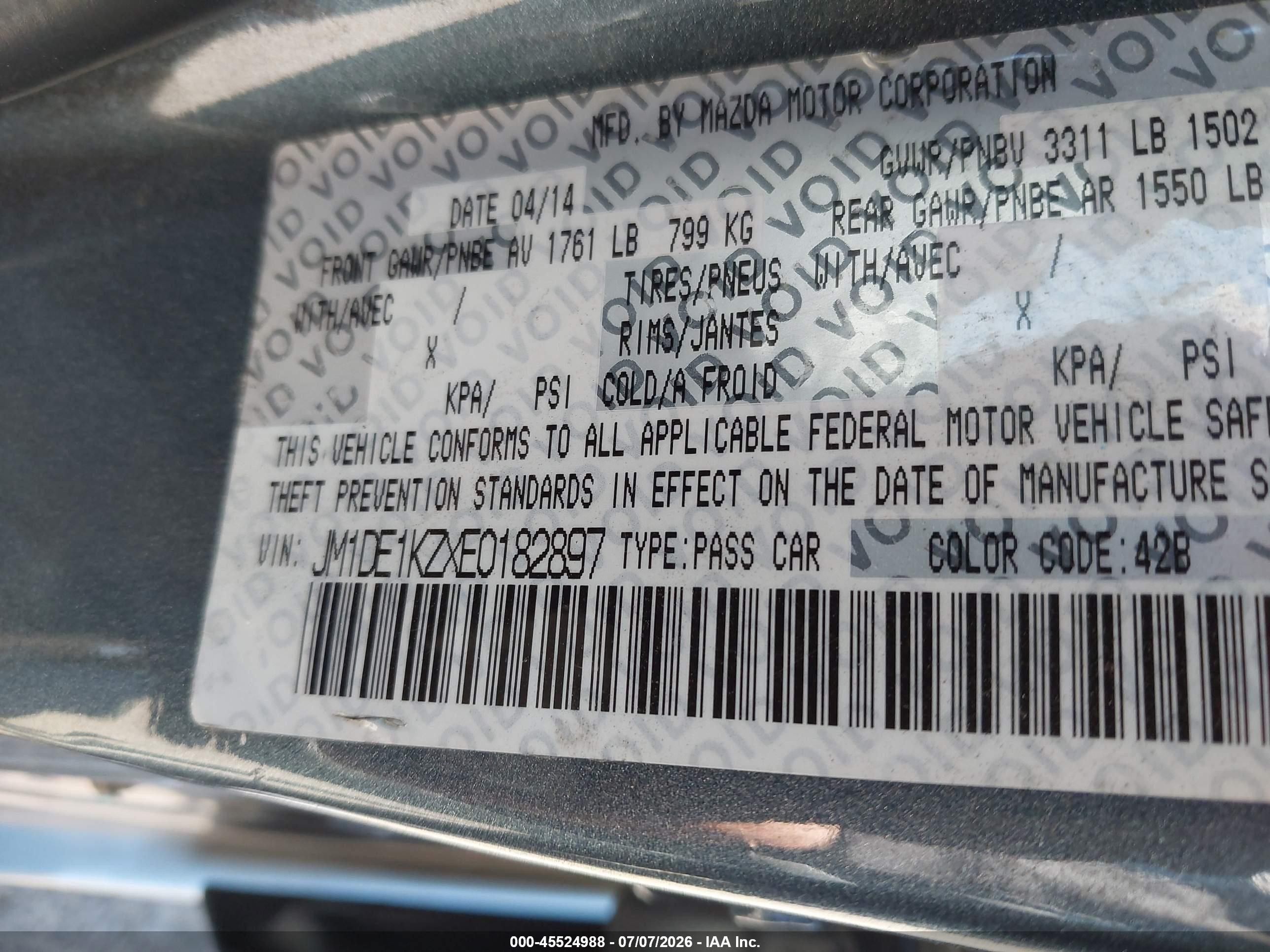2014 Mazda Mazda2 Sport Gray vin: JM1DE1KZXE0182897