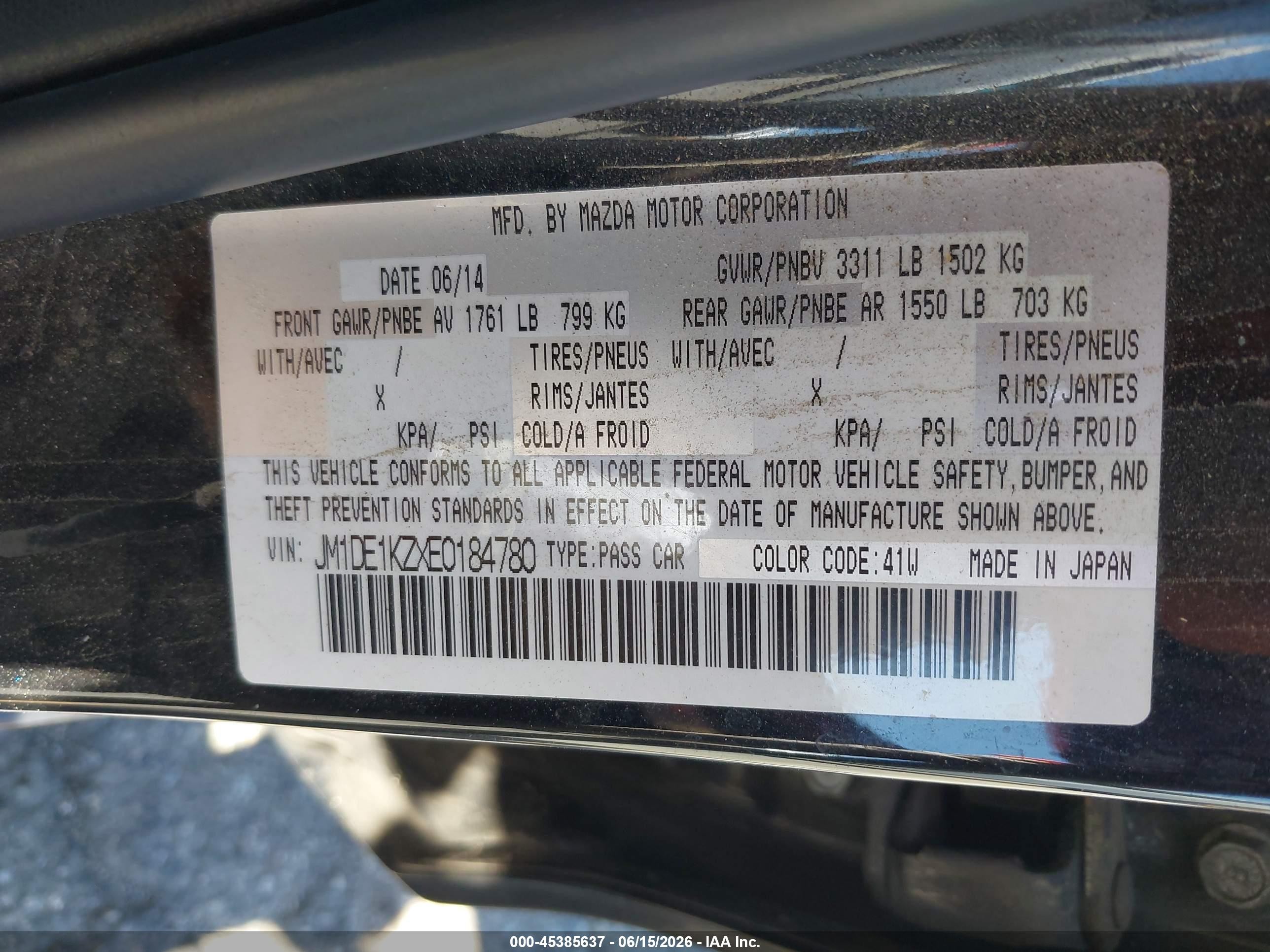 2014 Mazda Mazda2 Sport Black vin: JM1DE1KZXE0184780