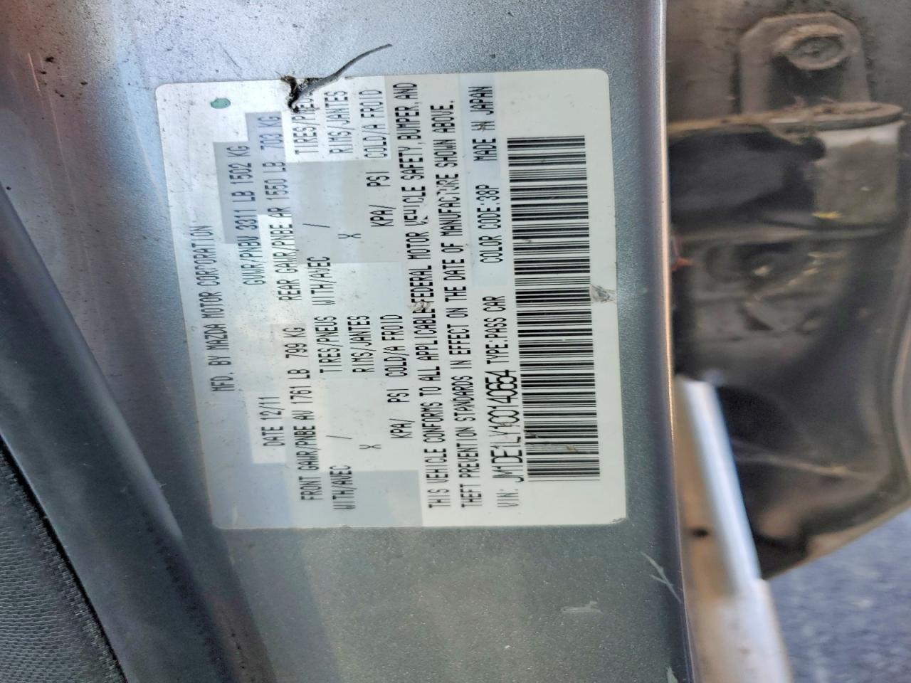 2012 Mazda Mazda2 Silver vin: JM1DE1LY1C0140654