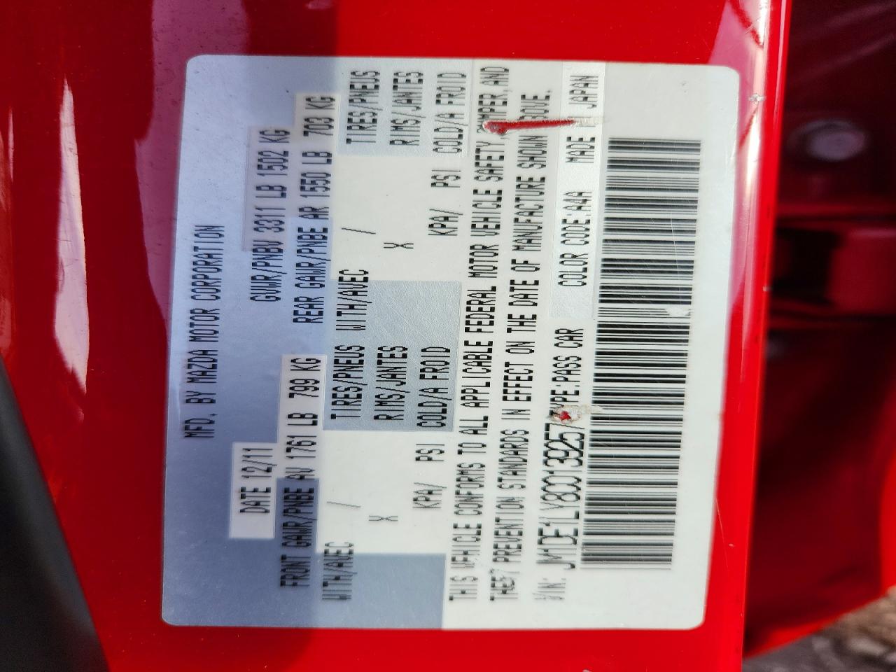 2012 Mazda Mazda2 Red vin: JM1DE1LY8C0139257