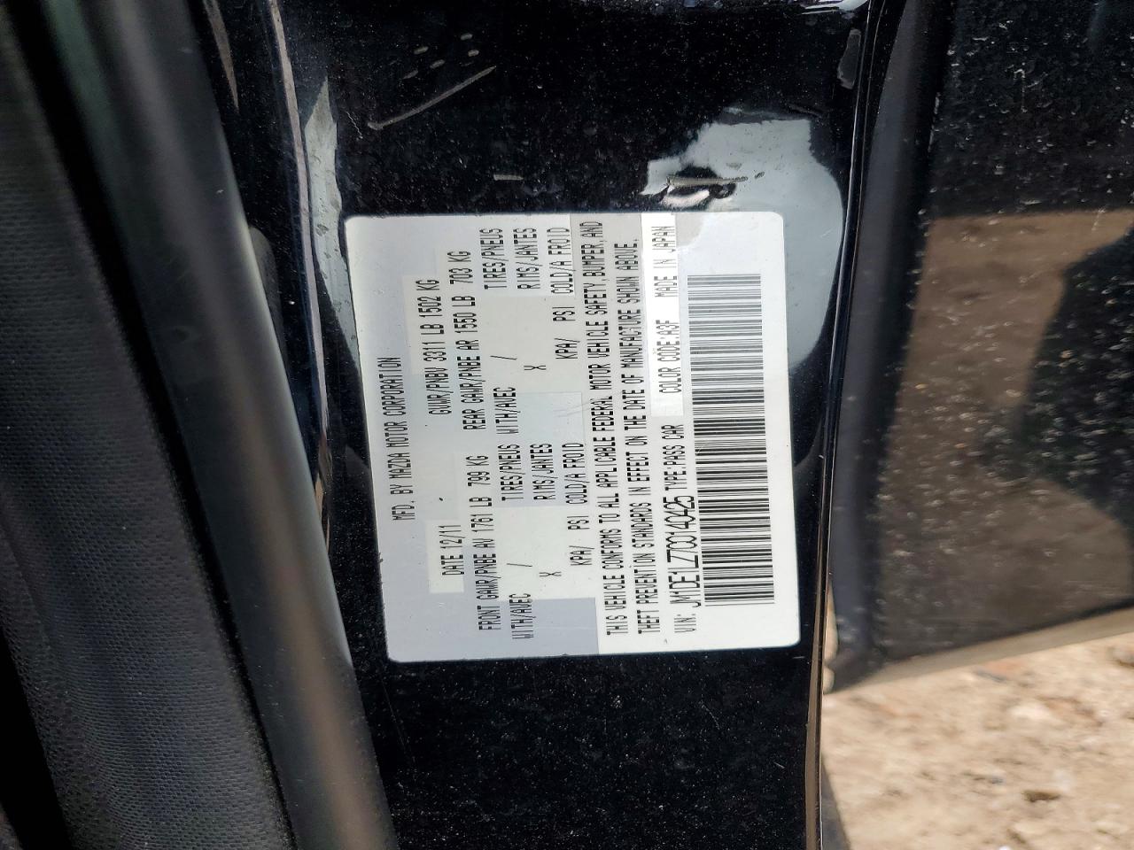 2012 Mazda Mazda2 Black vin: JM1DE1LZ7C0140425