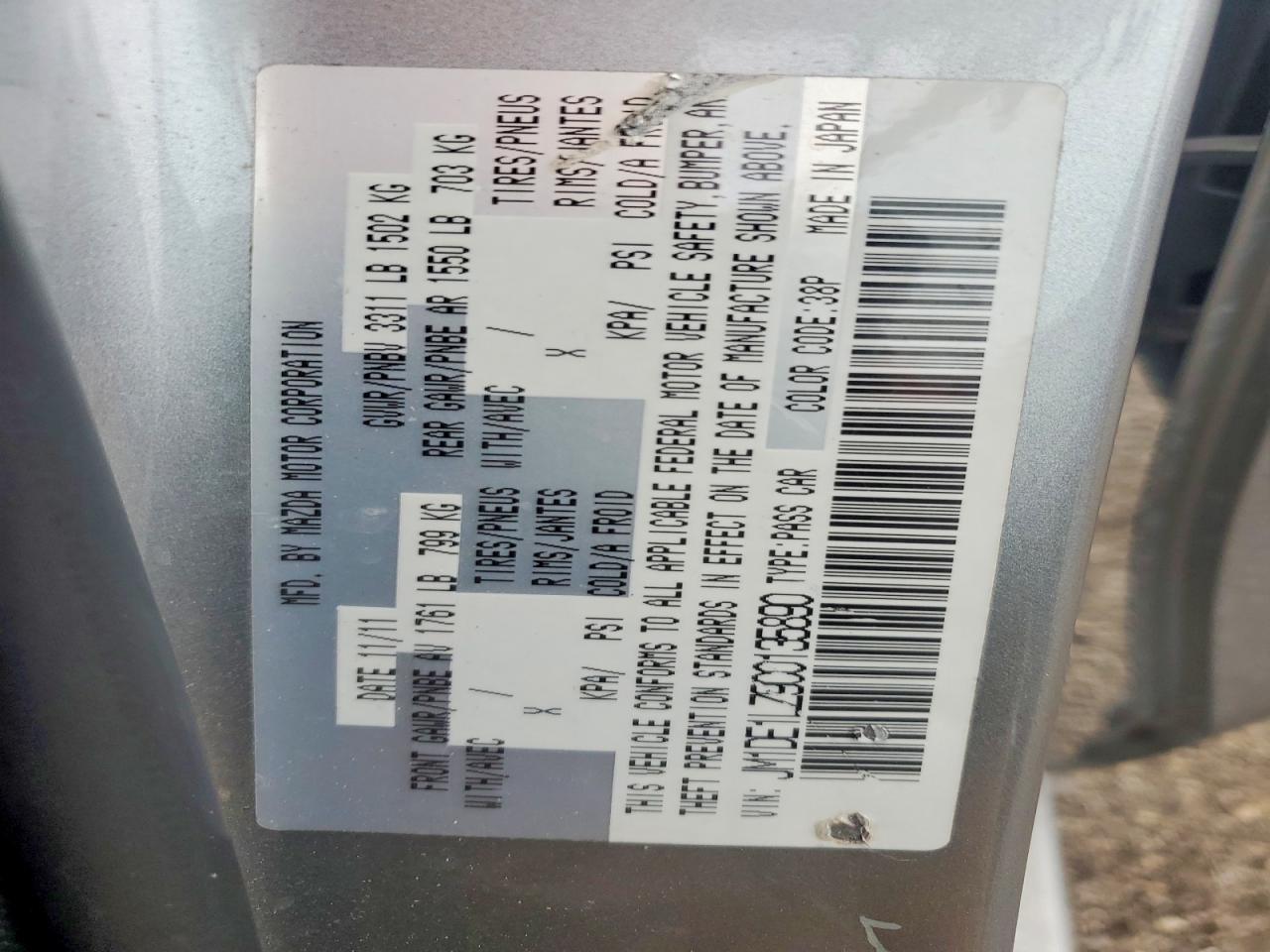 2012 Mazda Mazda2 Silver vin: JM1DE1LZ9C0135890