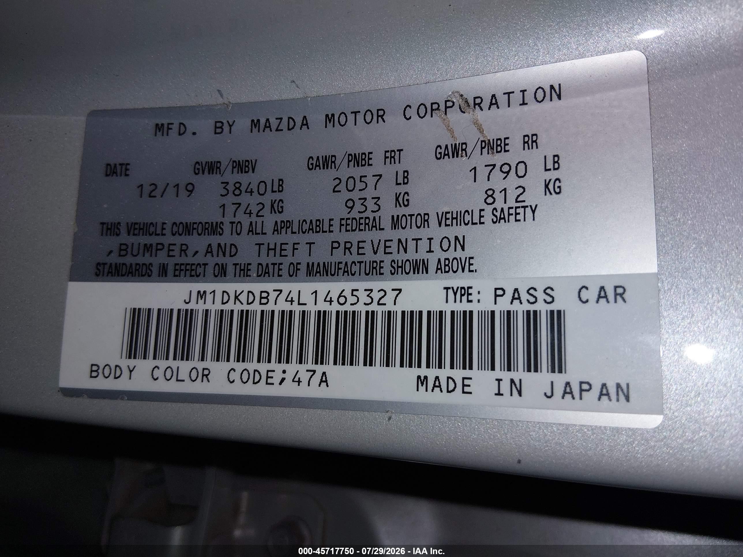 2020 Mazda Cx-3 Sport Gray vin: JM1DKDB74L1465327