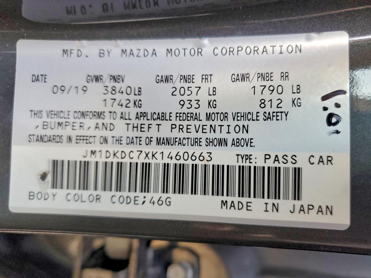 2019 Mazda Cx-3 Touring Gray vin: JM1DKDC7XK1460663