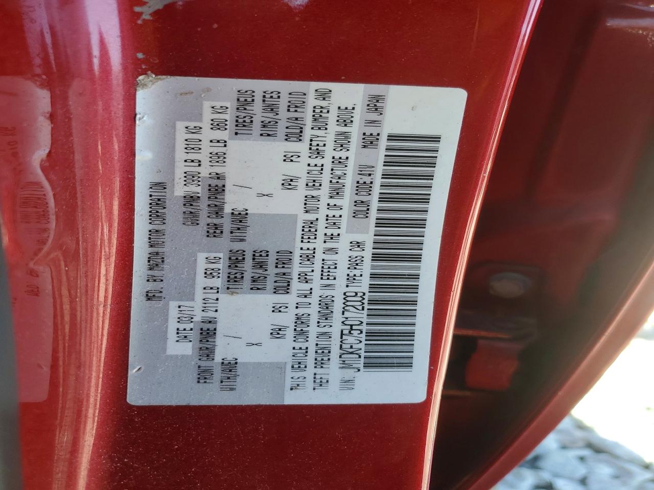 2017 Mazda Cx-3 Touring Red vin: JM1DKFC75H0172009