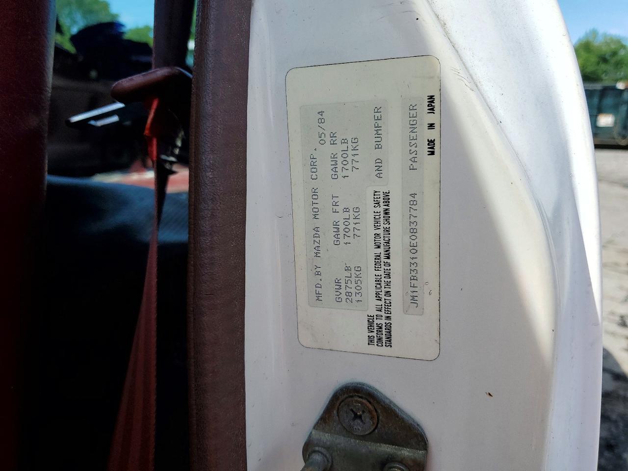1984 Mazda Rx7 12a White vin: JM1FB3310E0837784