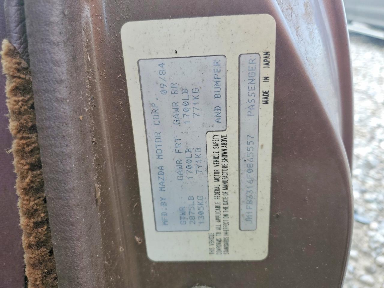 1985 Mazda Rx7 12a Brown vin: JM1FB3316F0865557