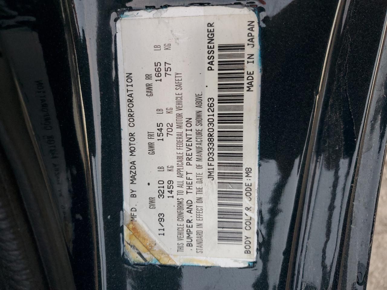 1994 Mazda Rx7 Charcoal vin: JM1FD3338R0301263
