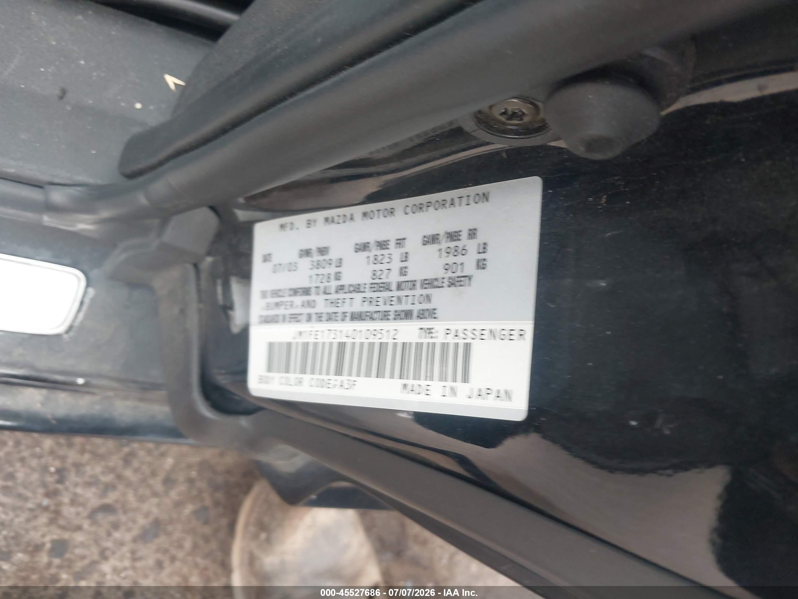 2004 Mazda Rx-8 6 Speed Manual Black vin: JM1FE173140109512