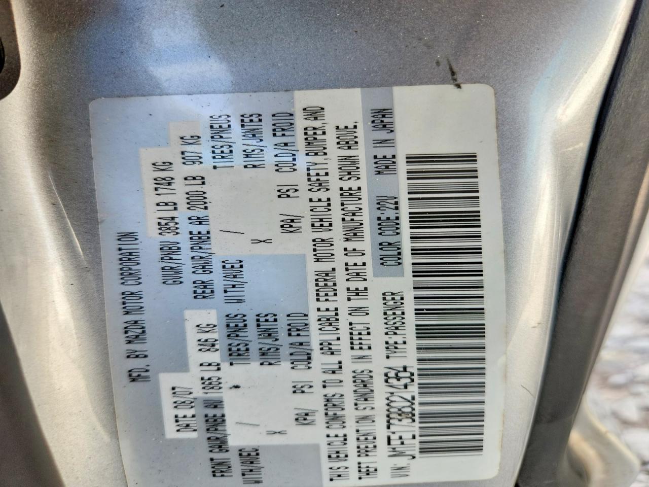 2008 Mazda Rx8 Silver vin: JM1FE173380214364