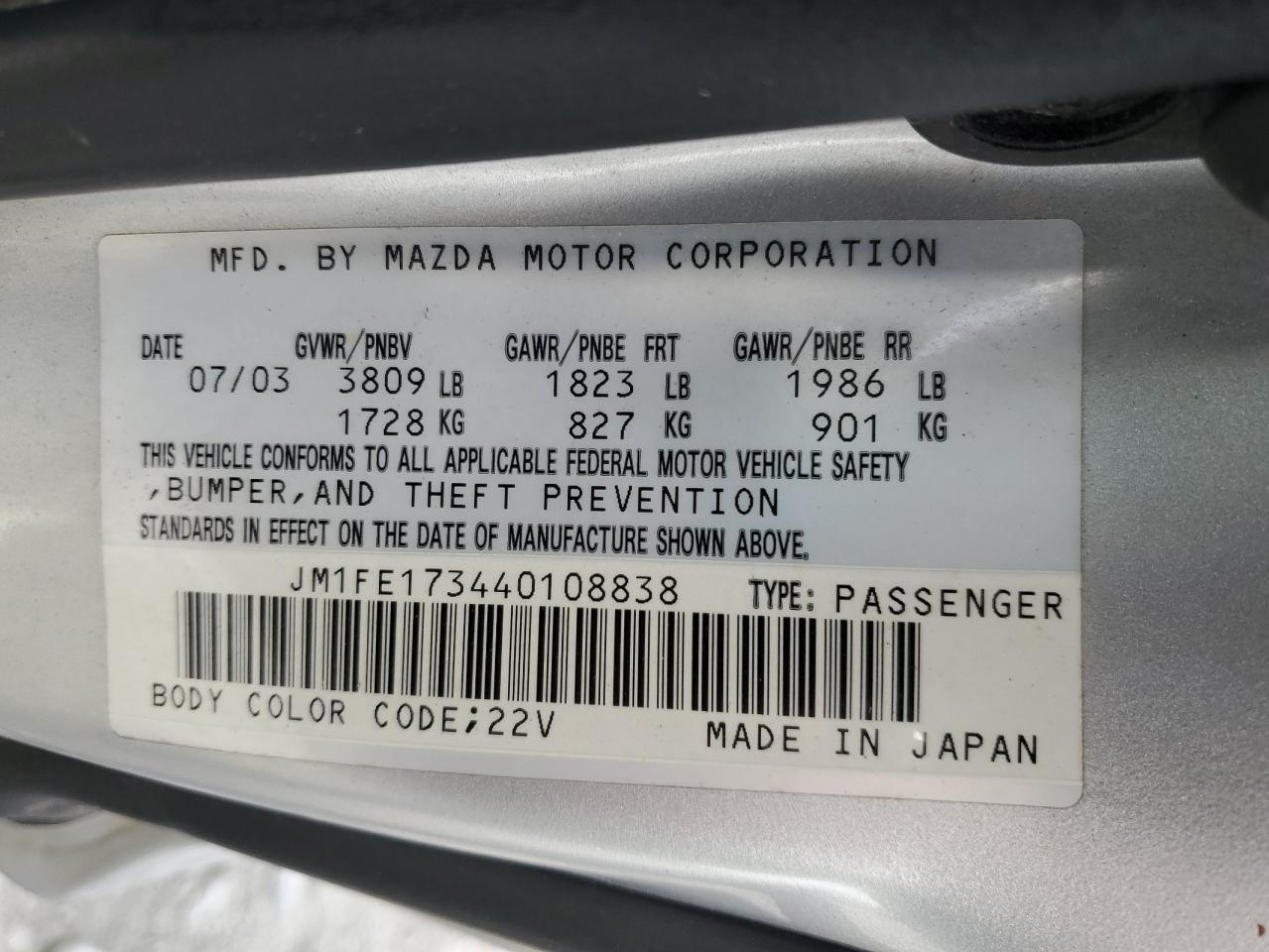 2004 Mazda Rx8 Silver vin: JM1FE173440108838