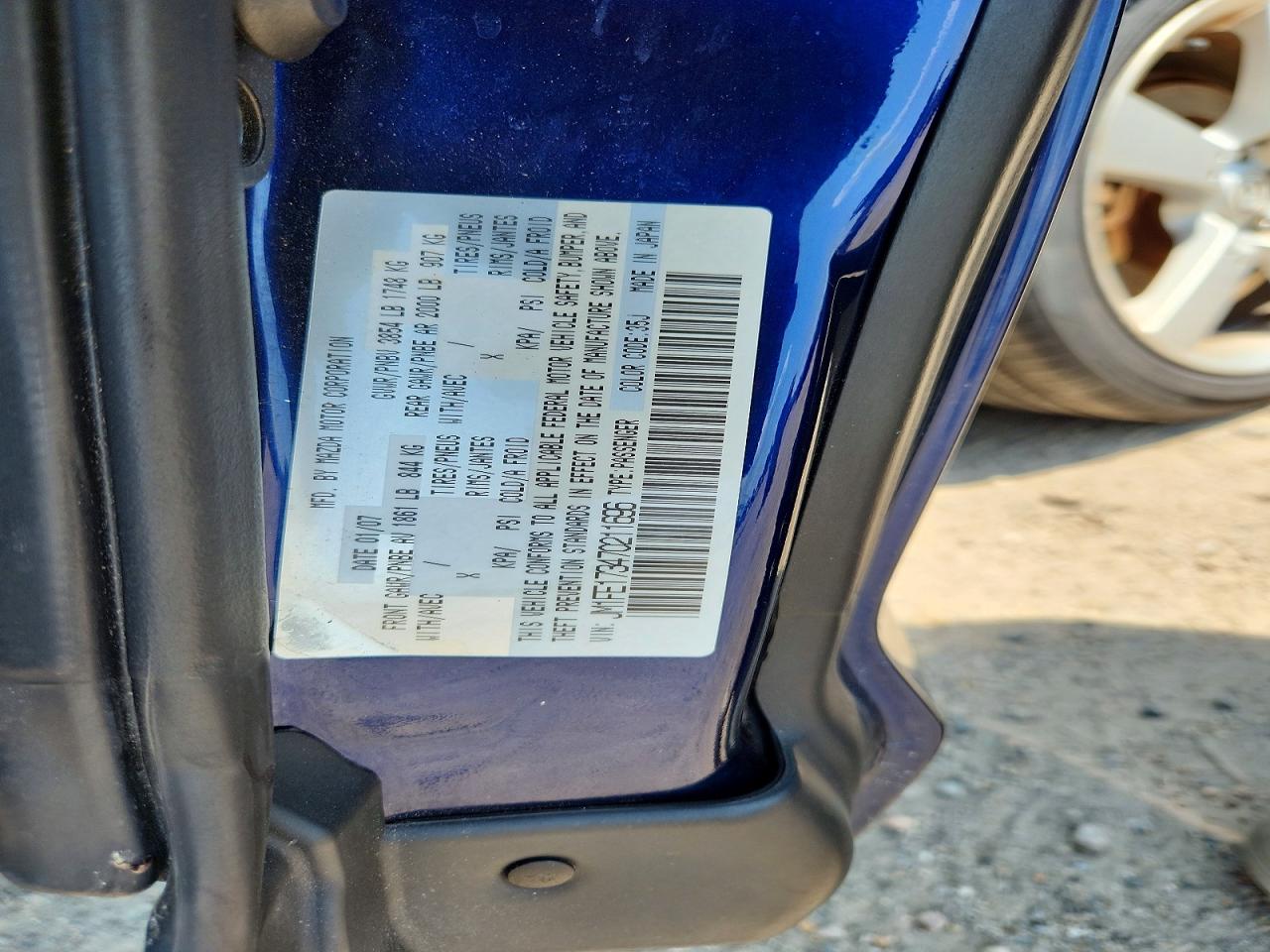 2007 Mazda Rx8 Blue vin: JM1FE173470211696