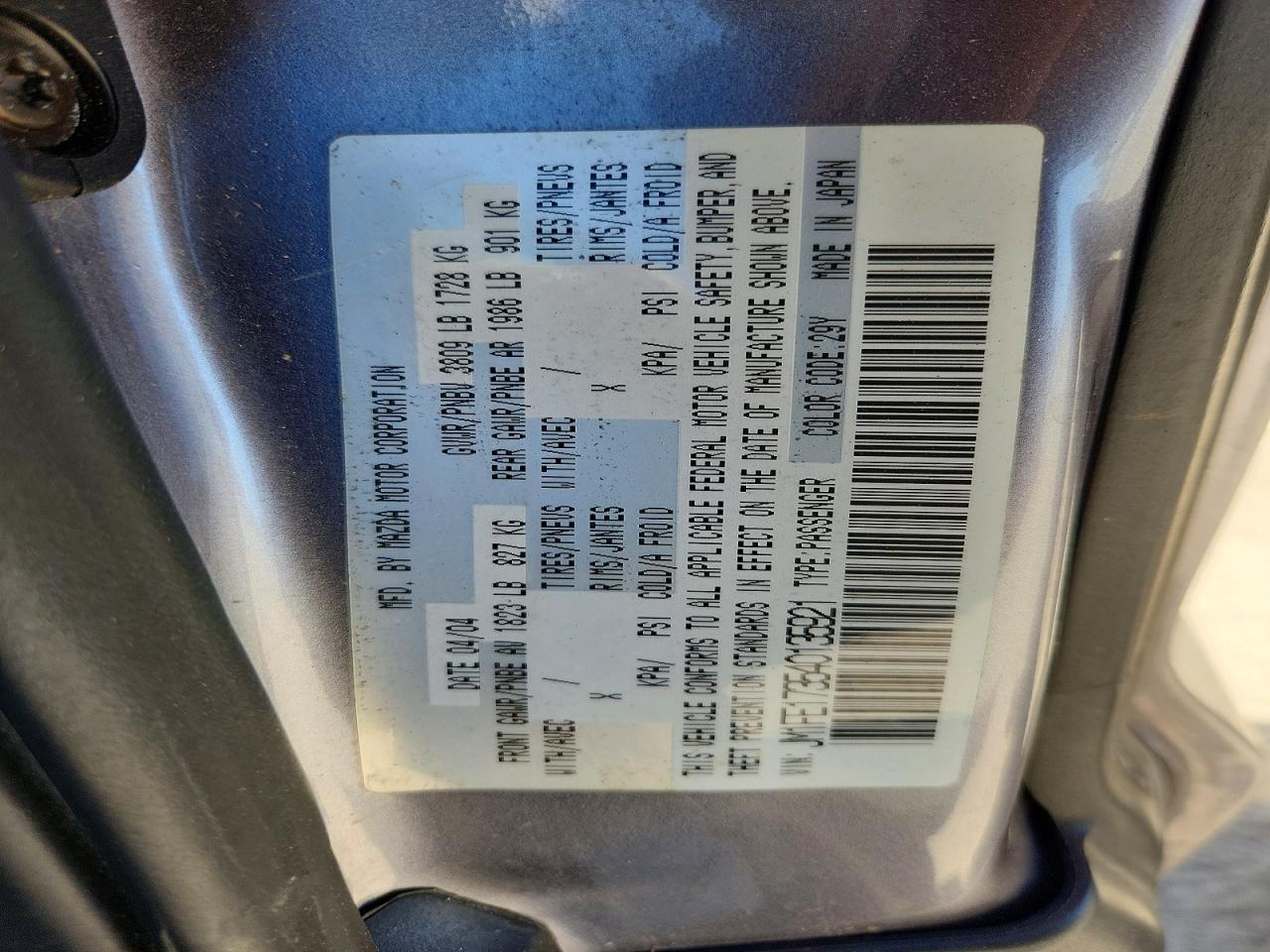 2004 Mazda Rx8 Gray vin: JM1FE173540135921