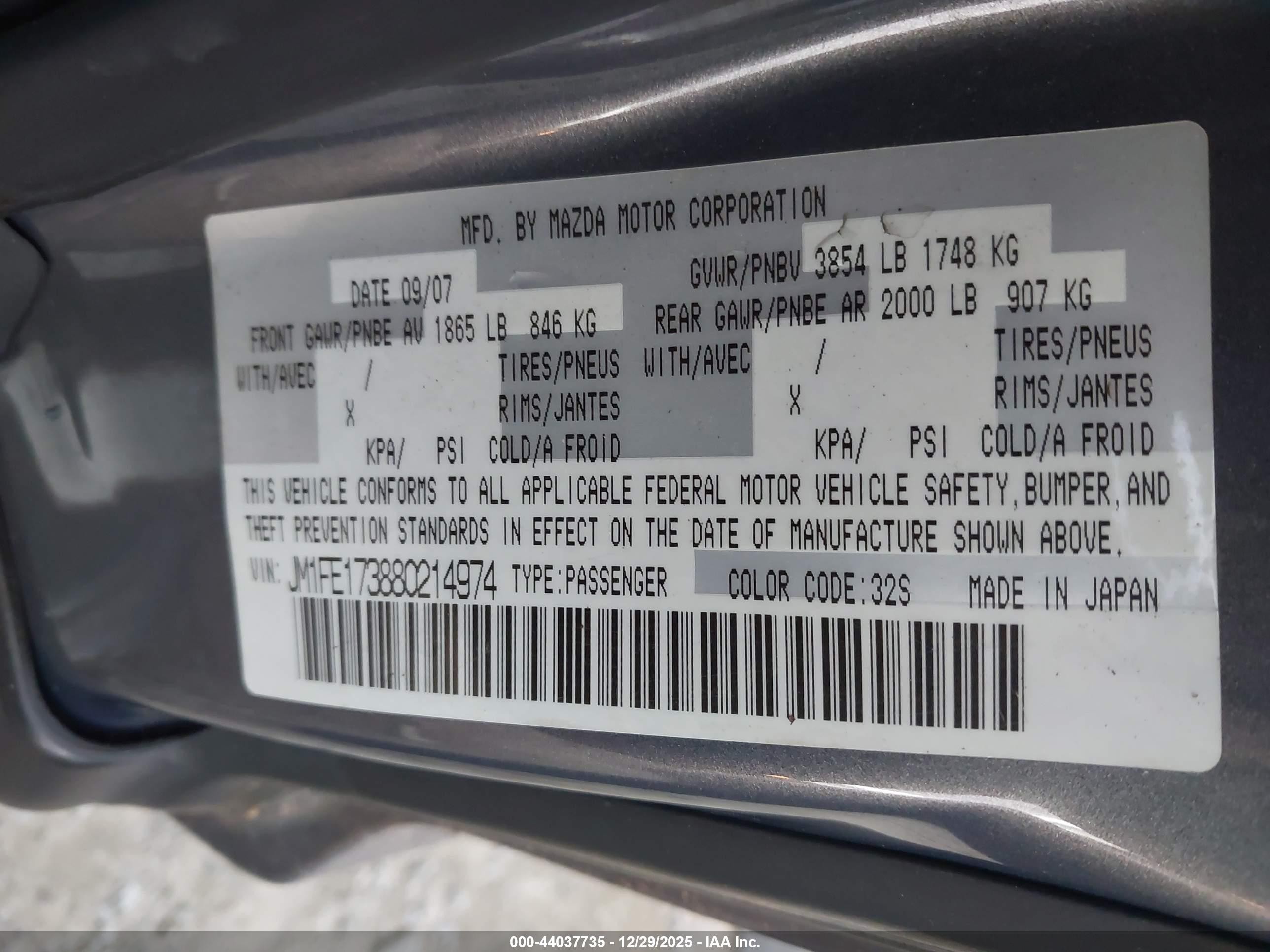 2008 Mazda Rx-8 Grand Touring Gray vin: JM1FE173880214974