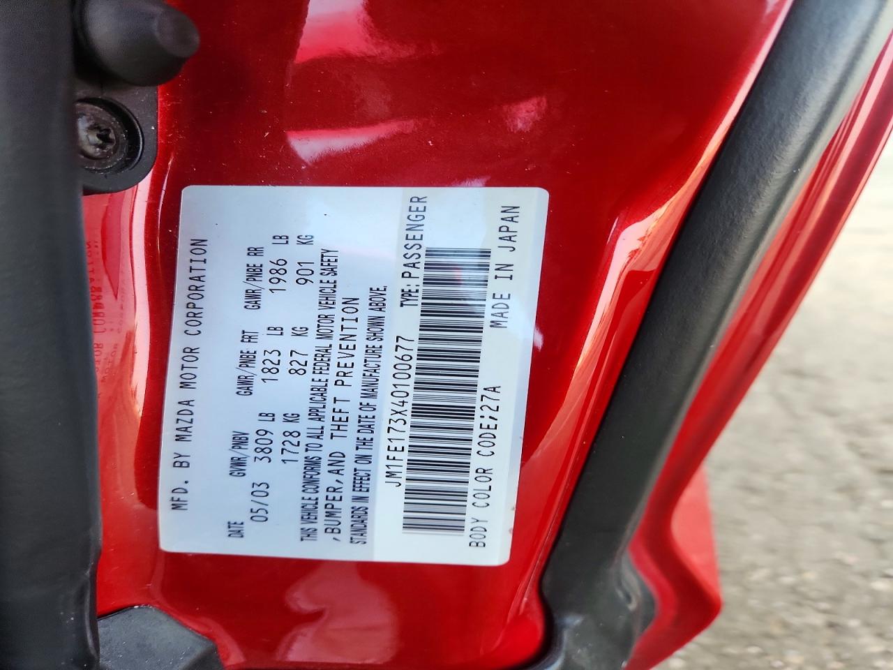 2004 Mazda Rx8 Red vin: JM1FE173X40100677