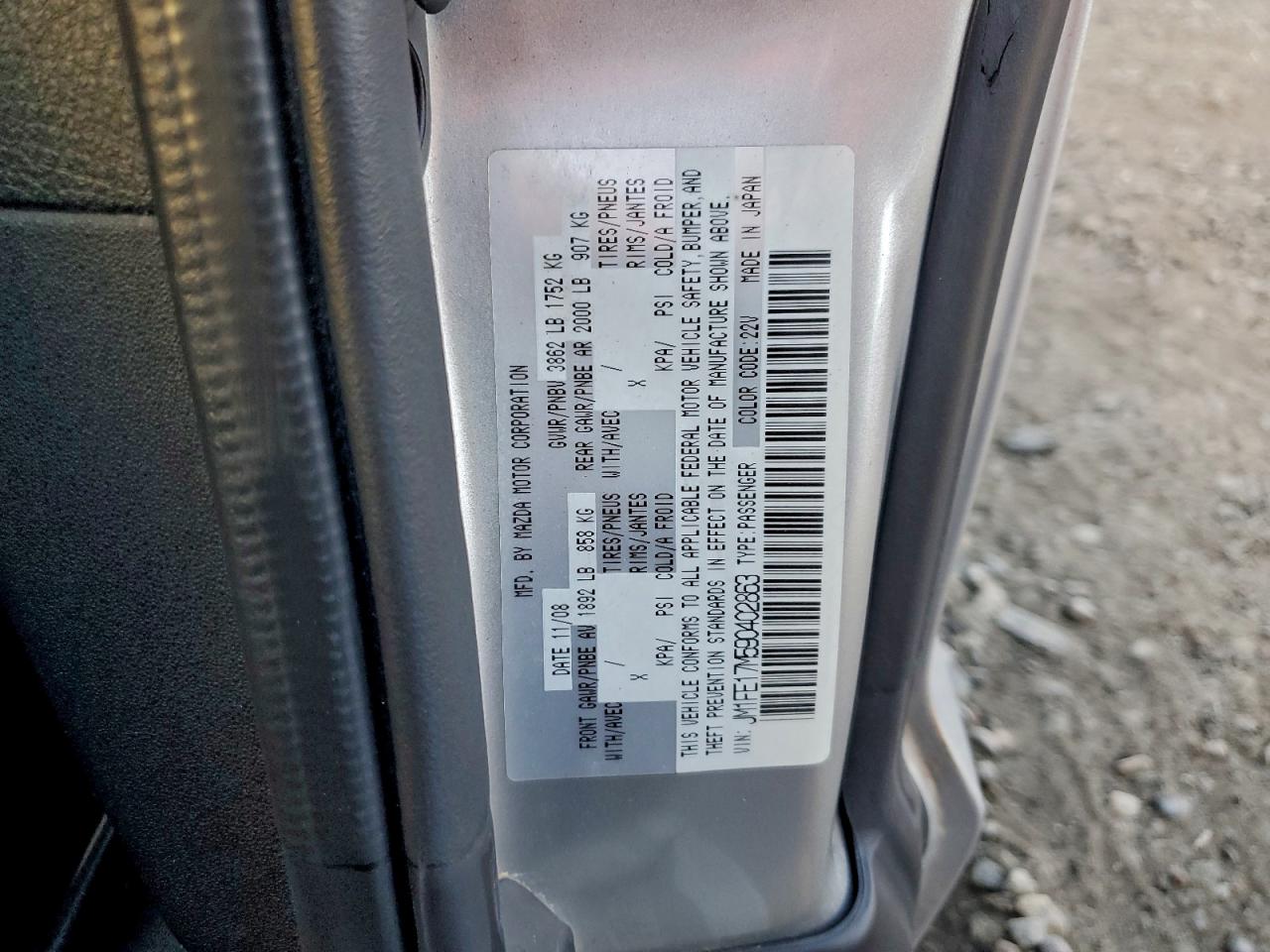 2009 Mazda Rx8 Silver vin: JM1FE17M590402863