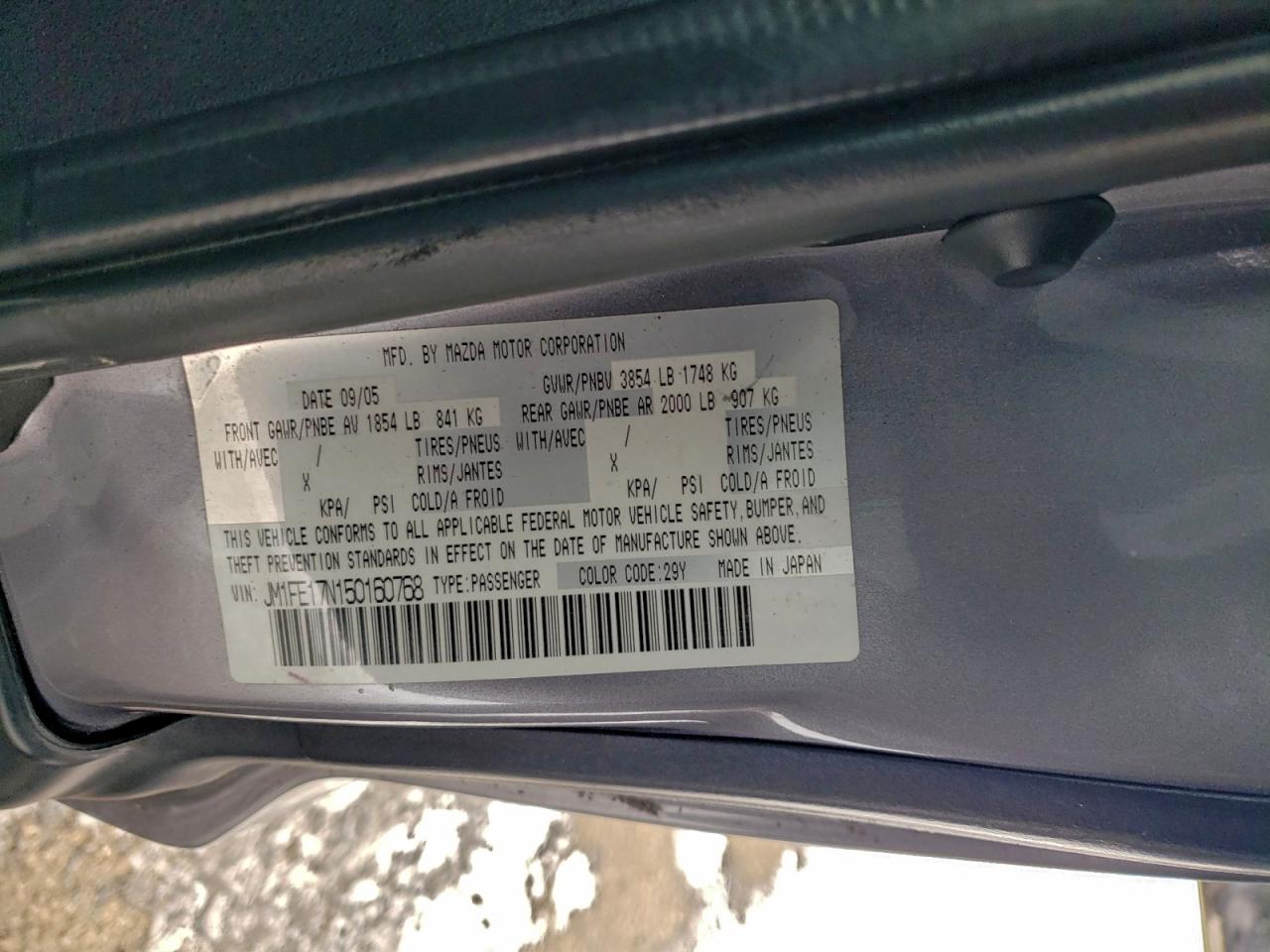 2005 Mazda Rx8 Gray vin: JM1FE17N150160768