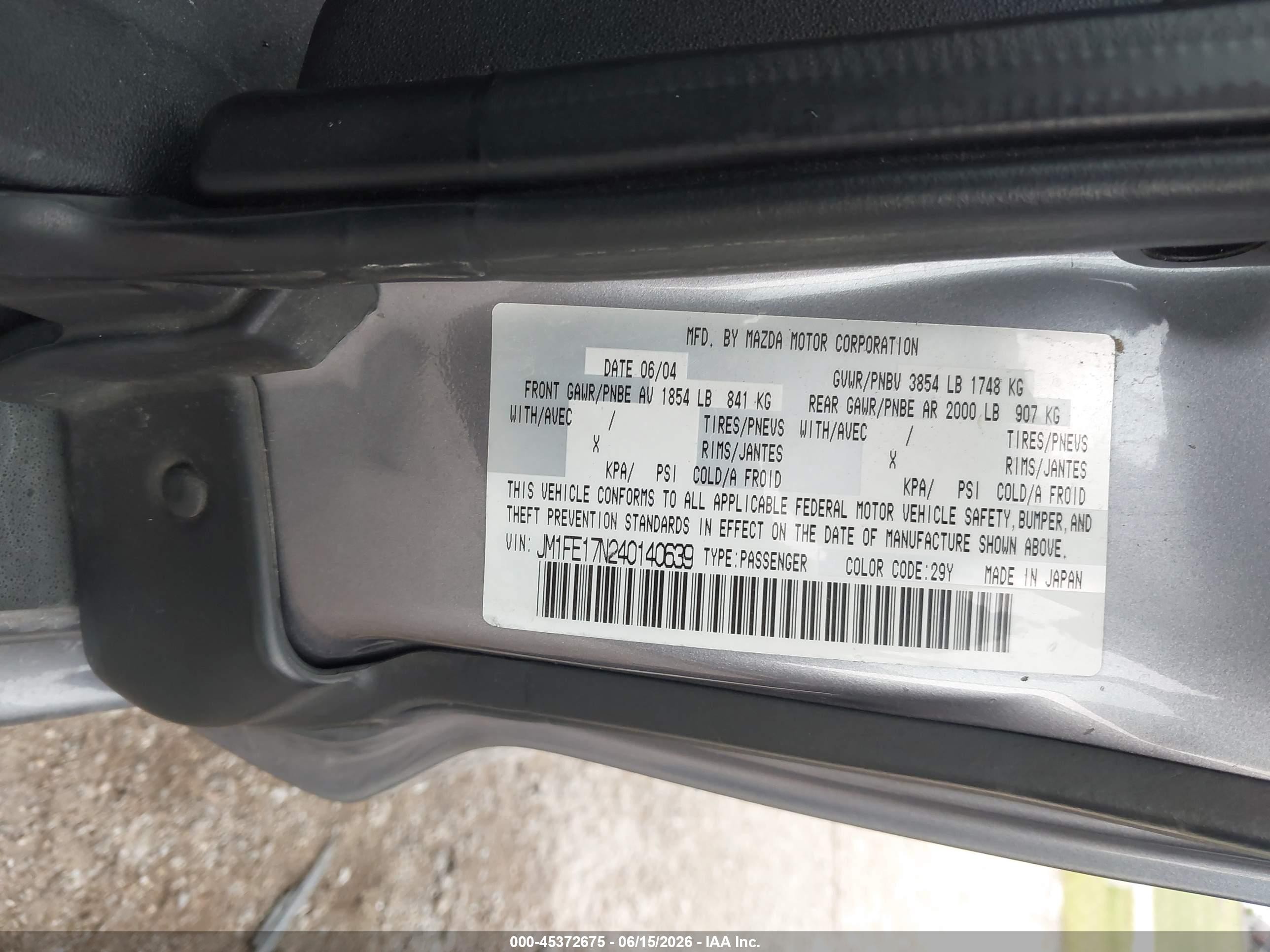 2004 Mazda Rx-8 Sport Automatic Gray vin: JM1FE17N240140639