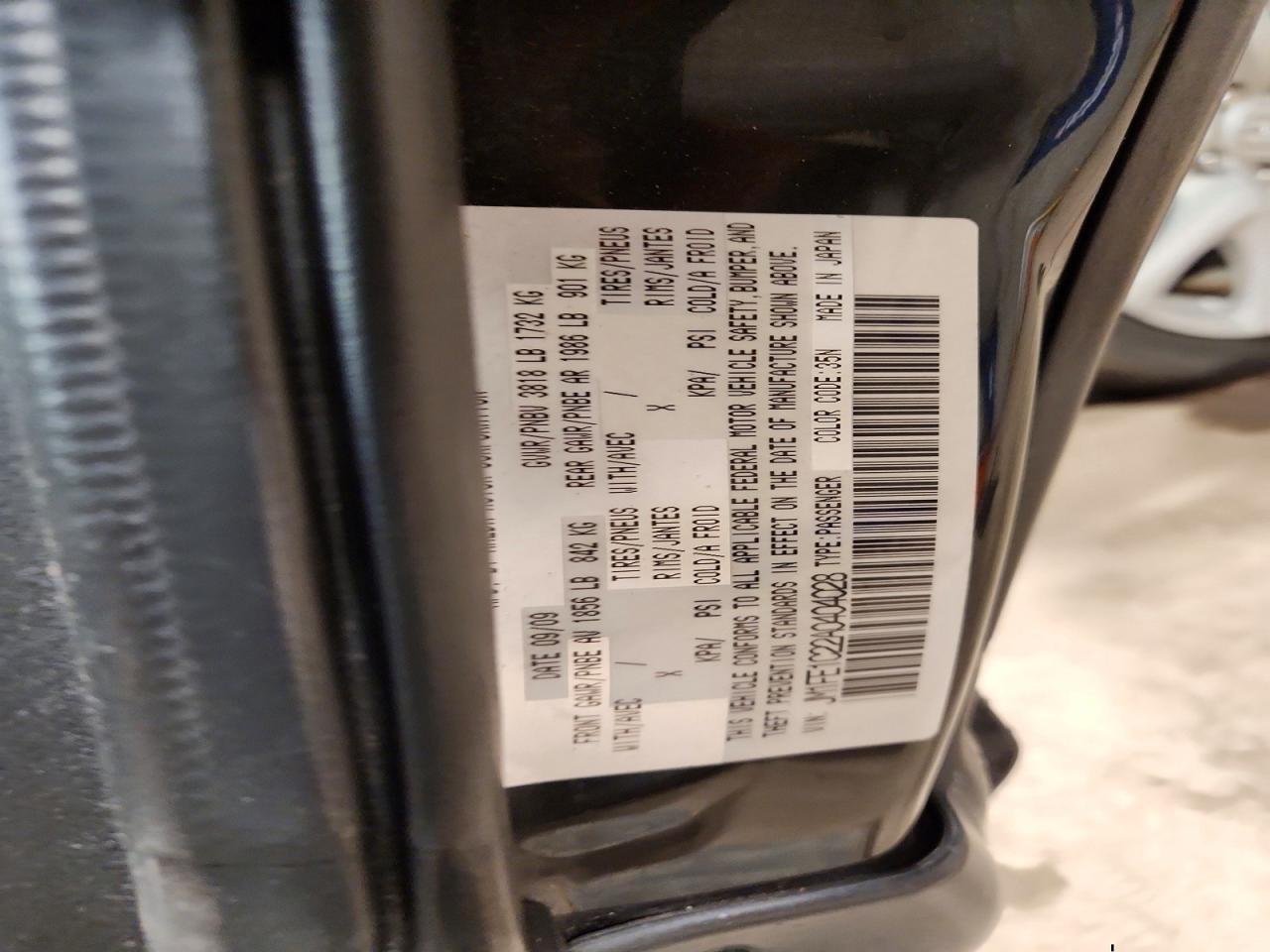 2010 Mazda Rx8 Black vin: JM1FE1C22A0404028