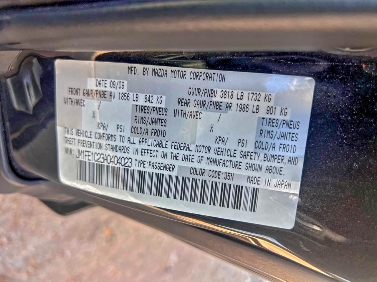 2010 Mazda Rx8 Gray vin: JM1FE1C23A0404023