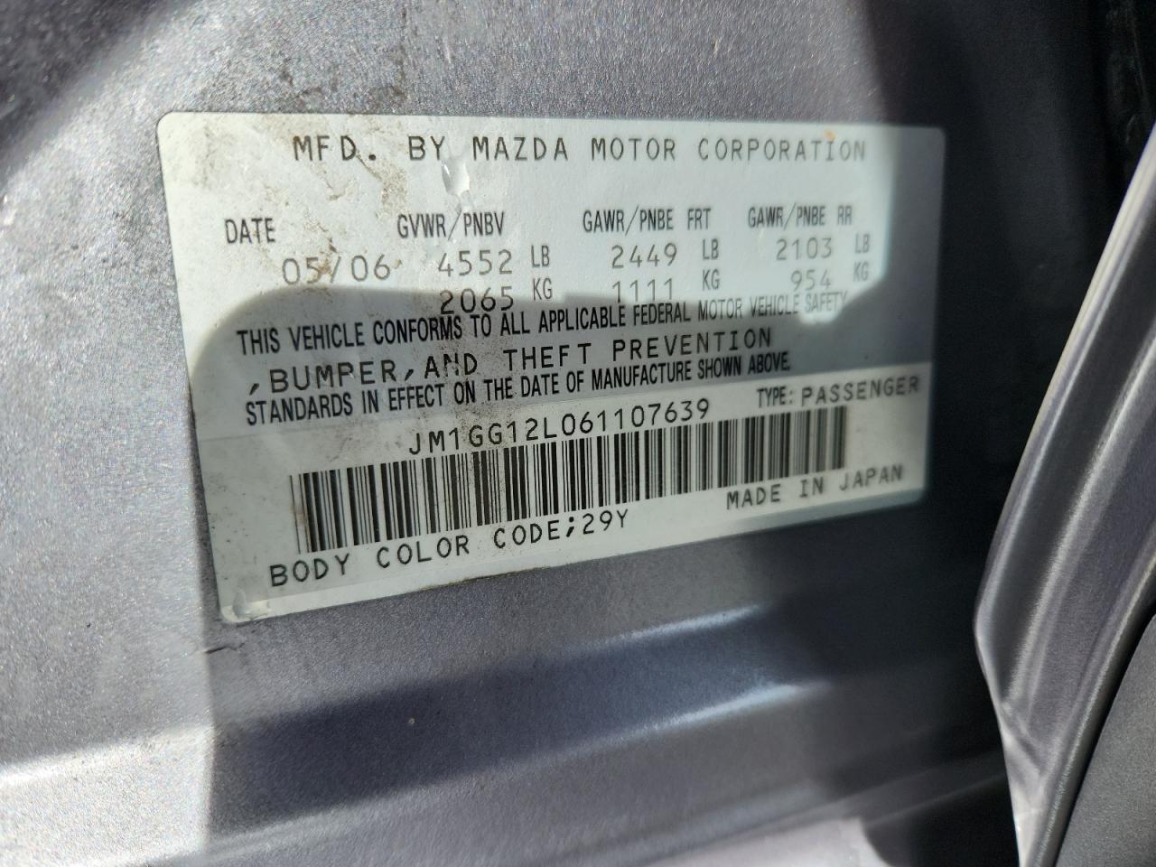 2006 Mazda Speed 6 Silver vin: JM1GG12L061107639
