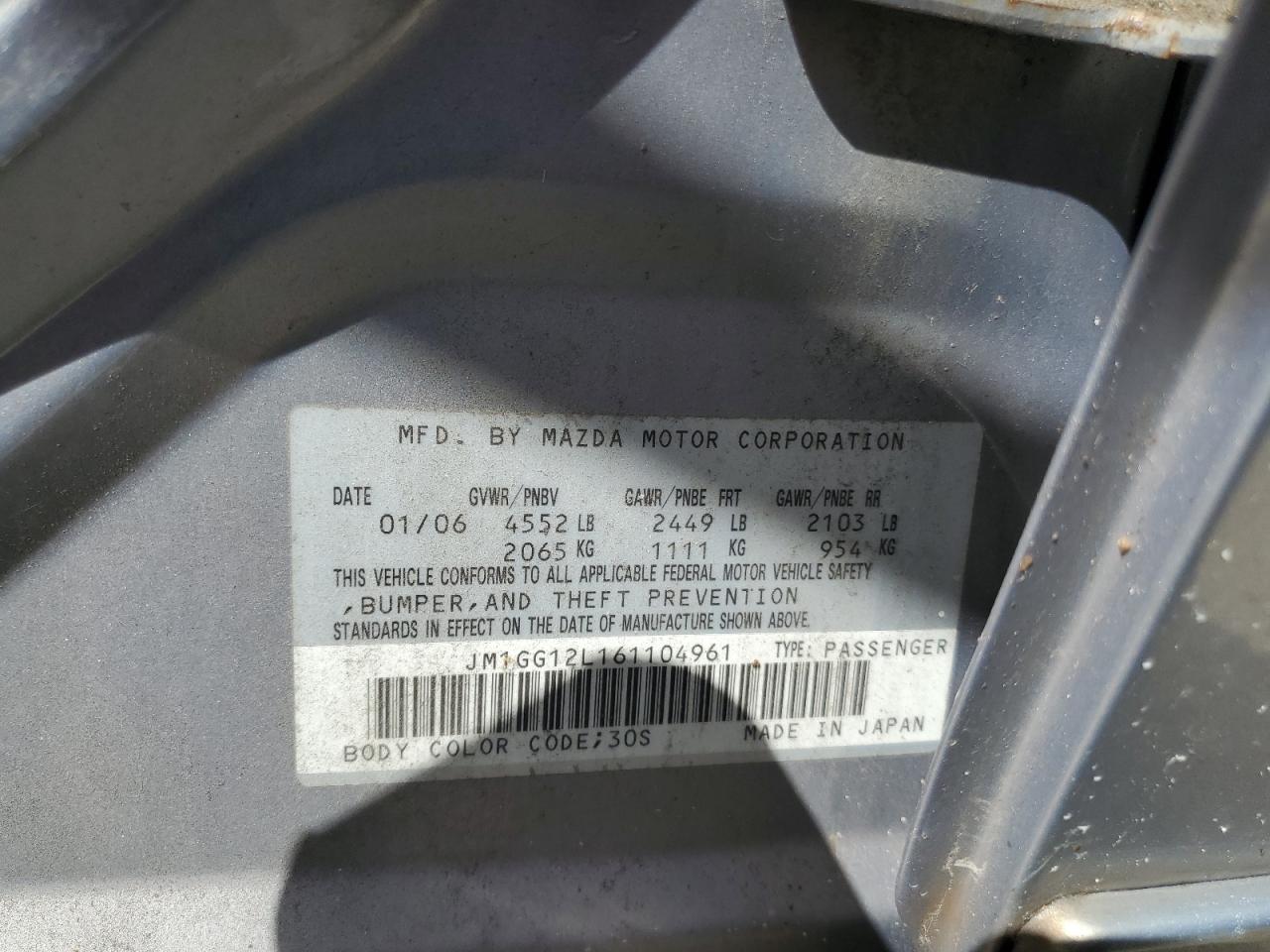 2006 Mazda Speed 6 Silver vin: JM1GG12L161104961