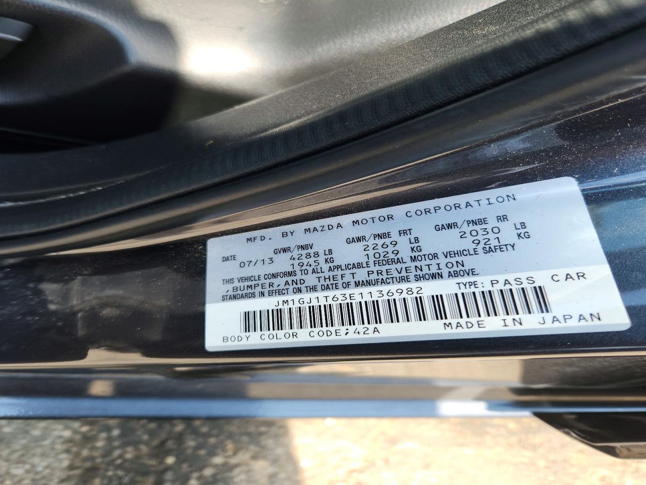 2014 Mazda 6 Touring Gray vin: JM1GJ1T63E1136982