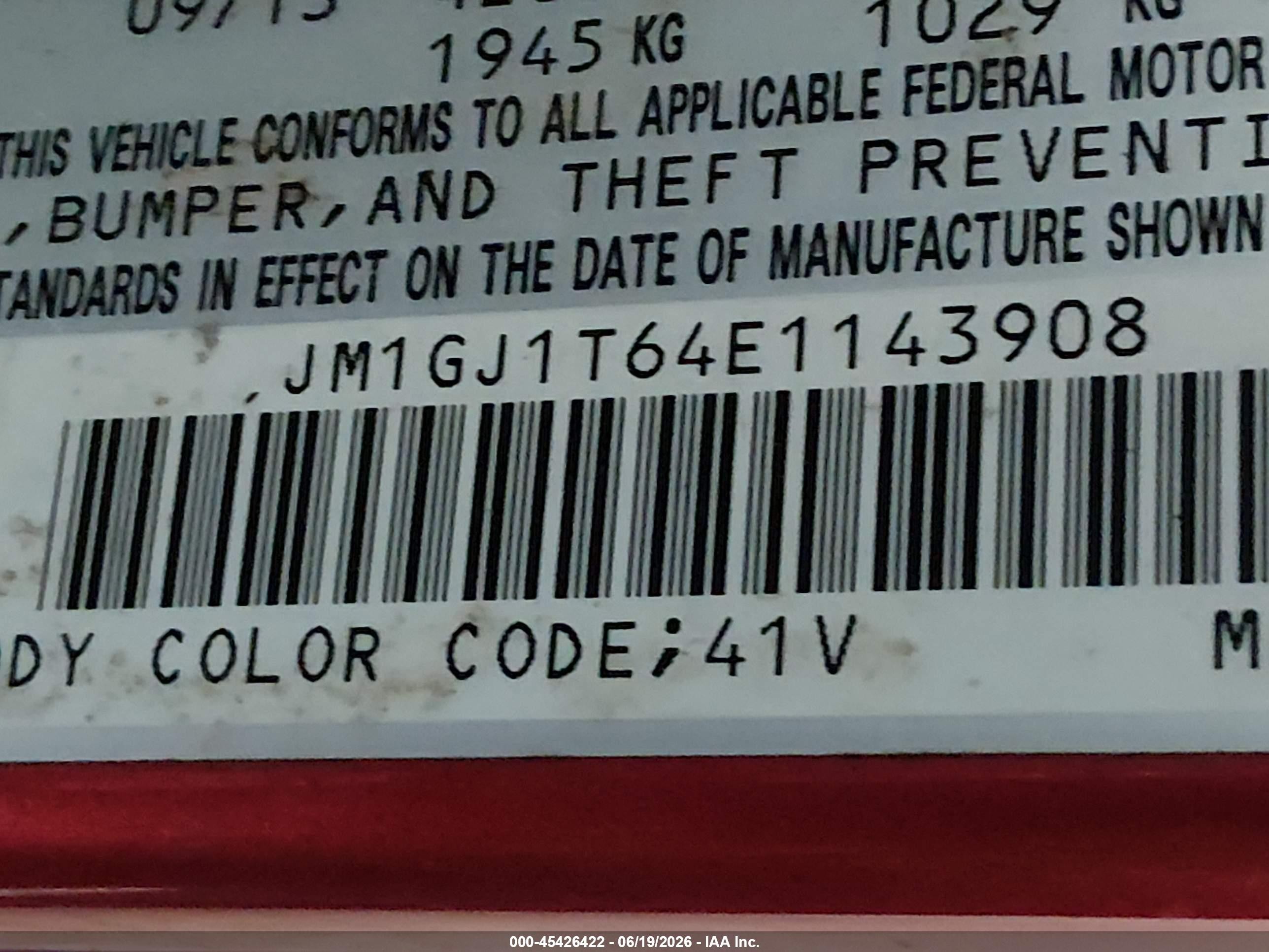 2014 Mazda Mazda6 I Touring Red vin: JM1GJ1T64E1143908