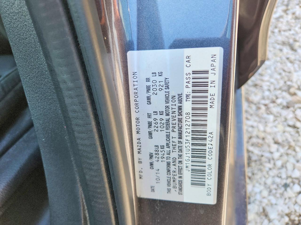2015 Mazda 6 Sport Черный vin: JM1GJ1U53F1212708