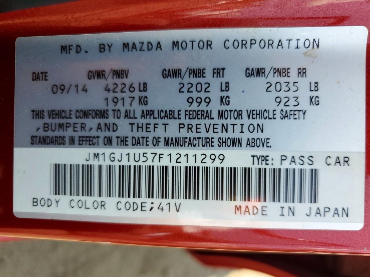 2015 Mazda 6 Sport Темно-бордовый vin: JM1GJ1U57F1211299