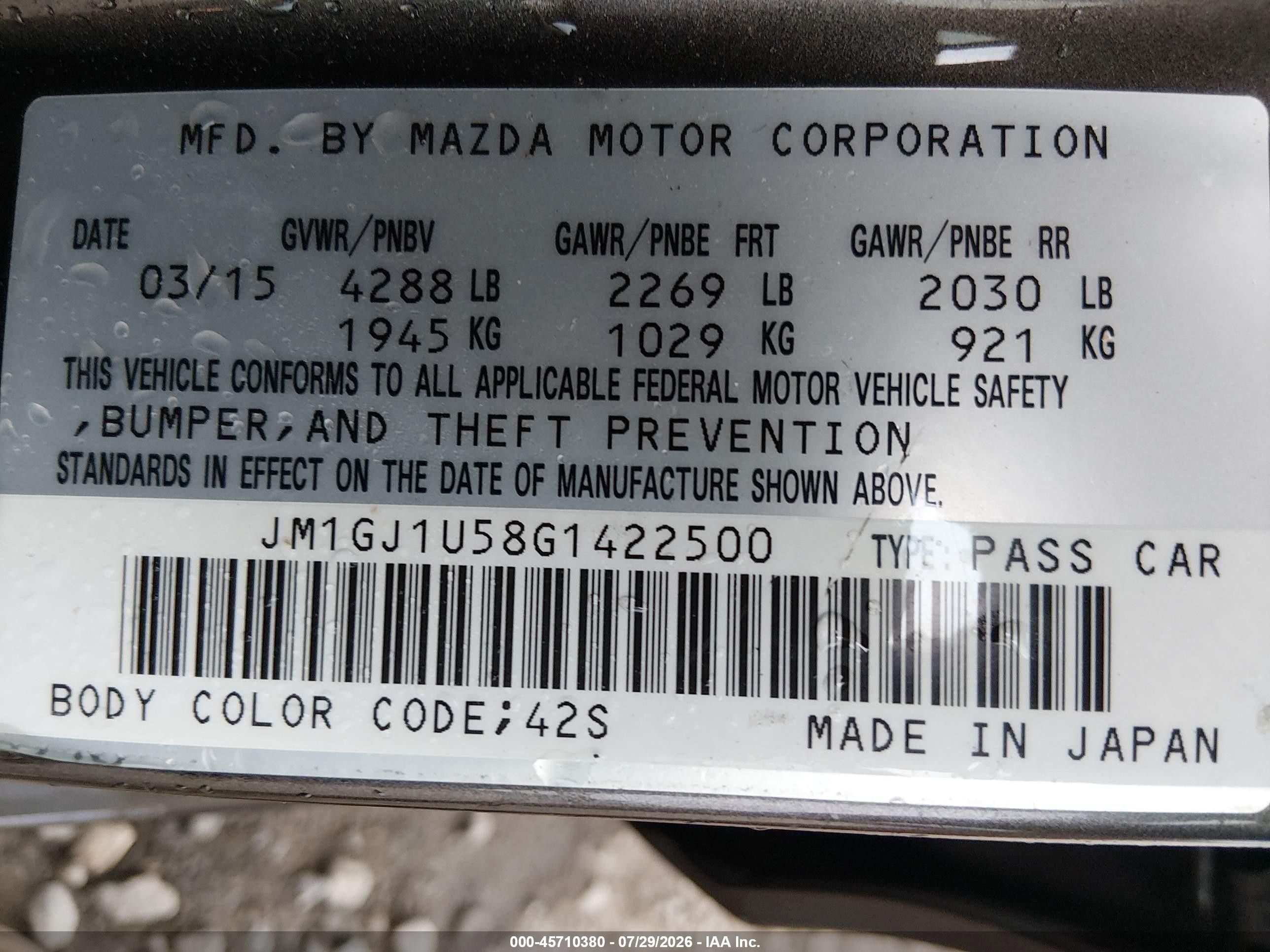 2016 Mazda Mazda6 I Sport Gray vin: JM1GJ1U58G1422500