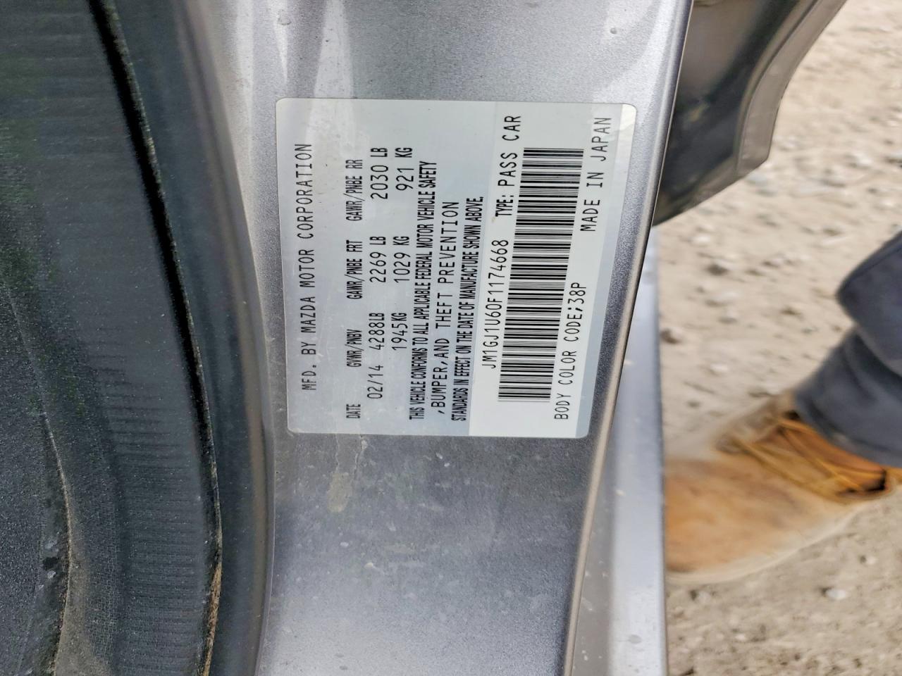 2015 Mazda 6 Sport Серебряный vin: JM1GJ1U60F1174668