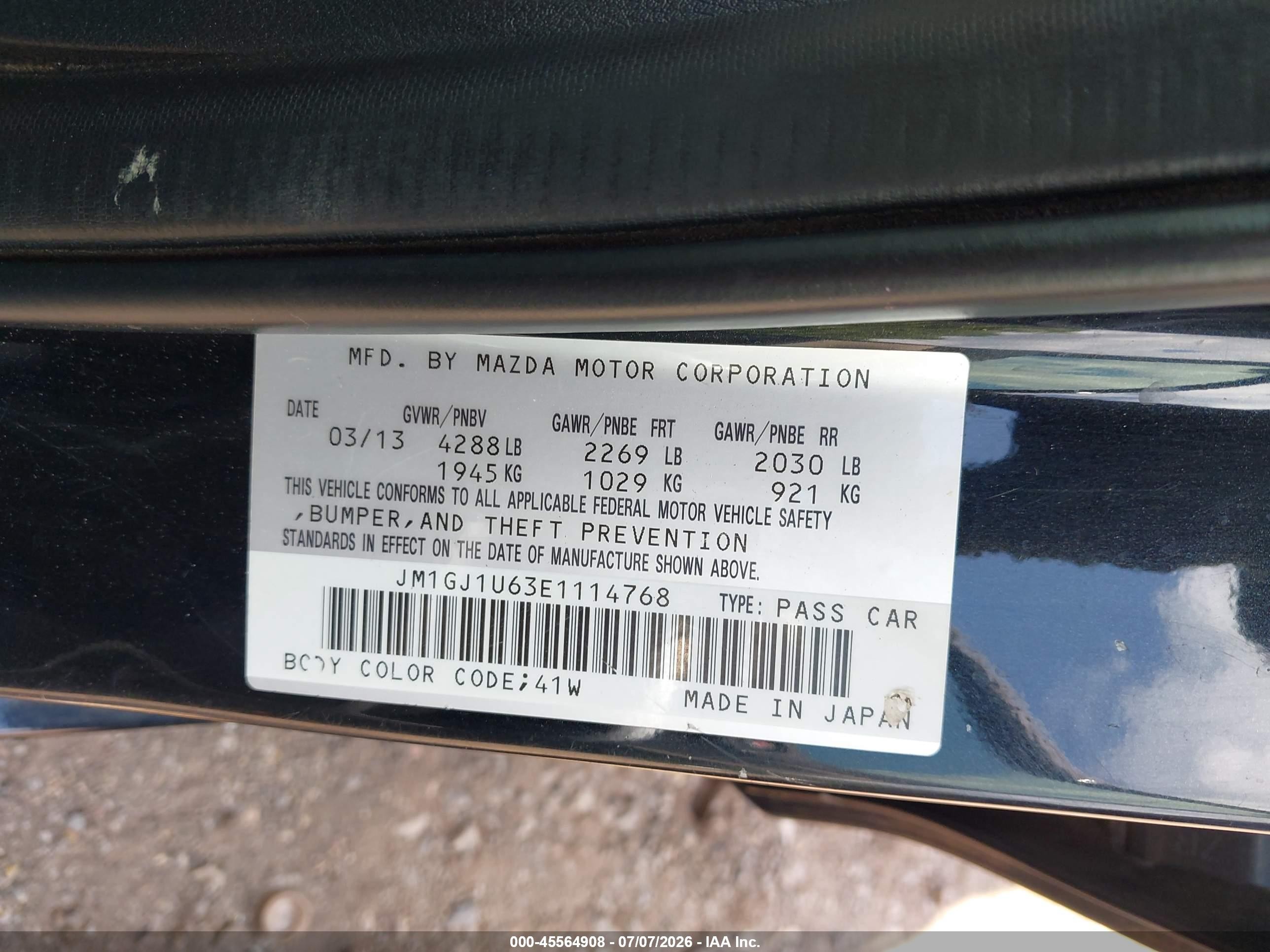 2014 Mazda Mazda6 I Sport Черный vin: JM1GJ1U63E1114768