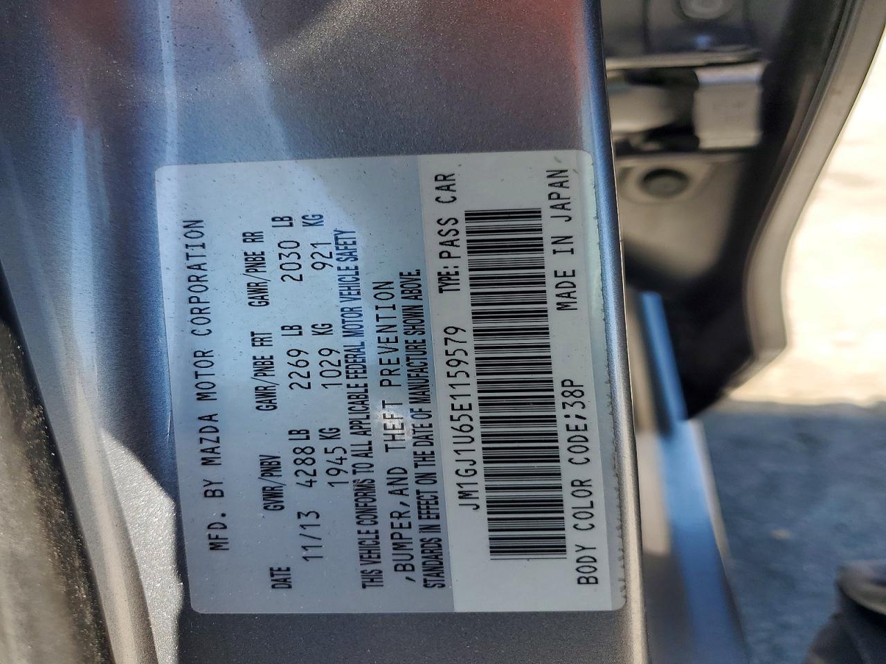 2014 Mazda 6 Sport Gray vin: JM1GJ1U65E1159579