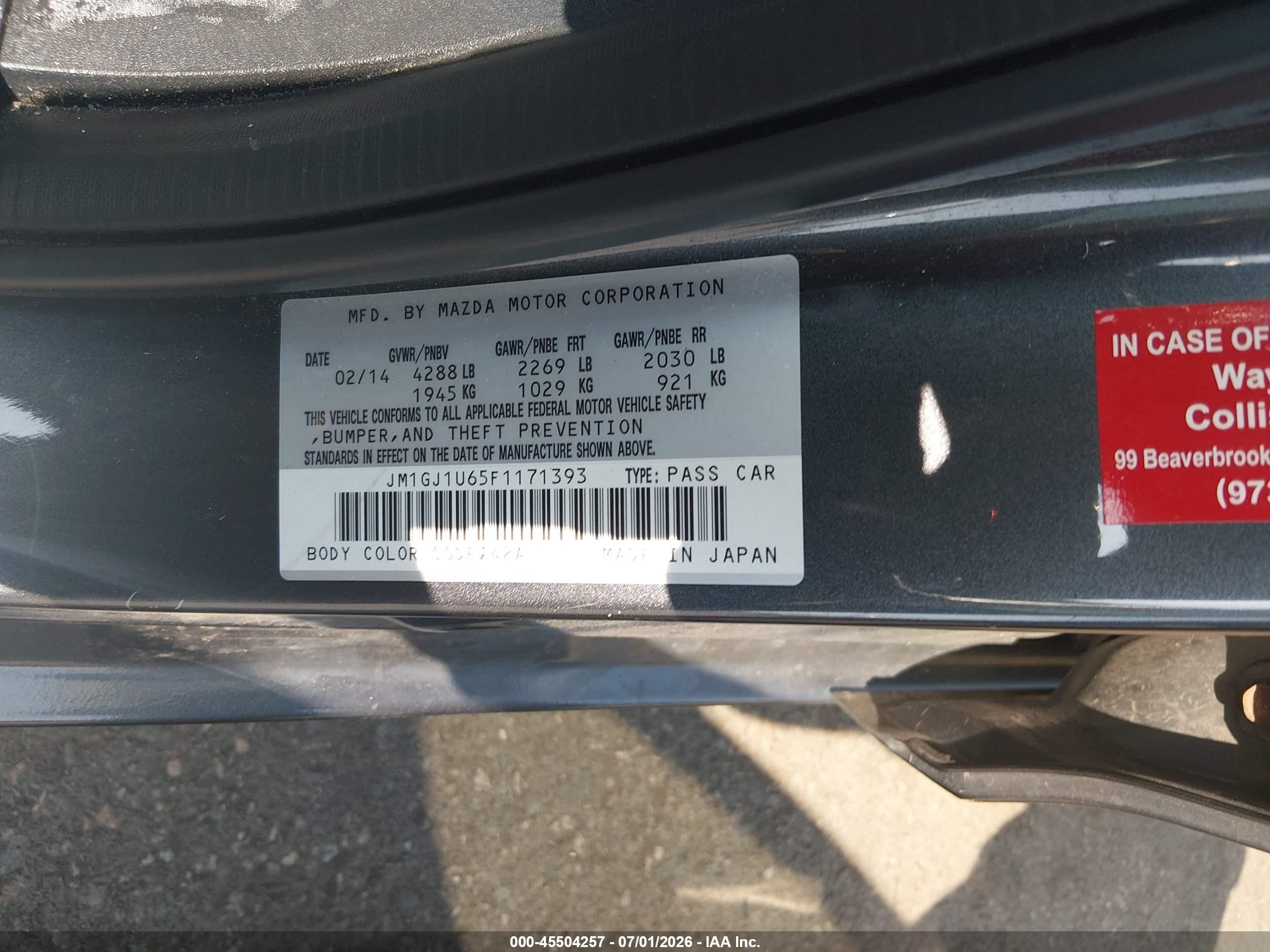 2015 Mazda Mazda6 I Sport Gray vin: JM1GJ1U65F1171393