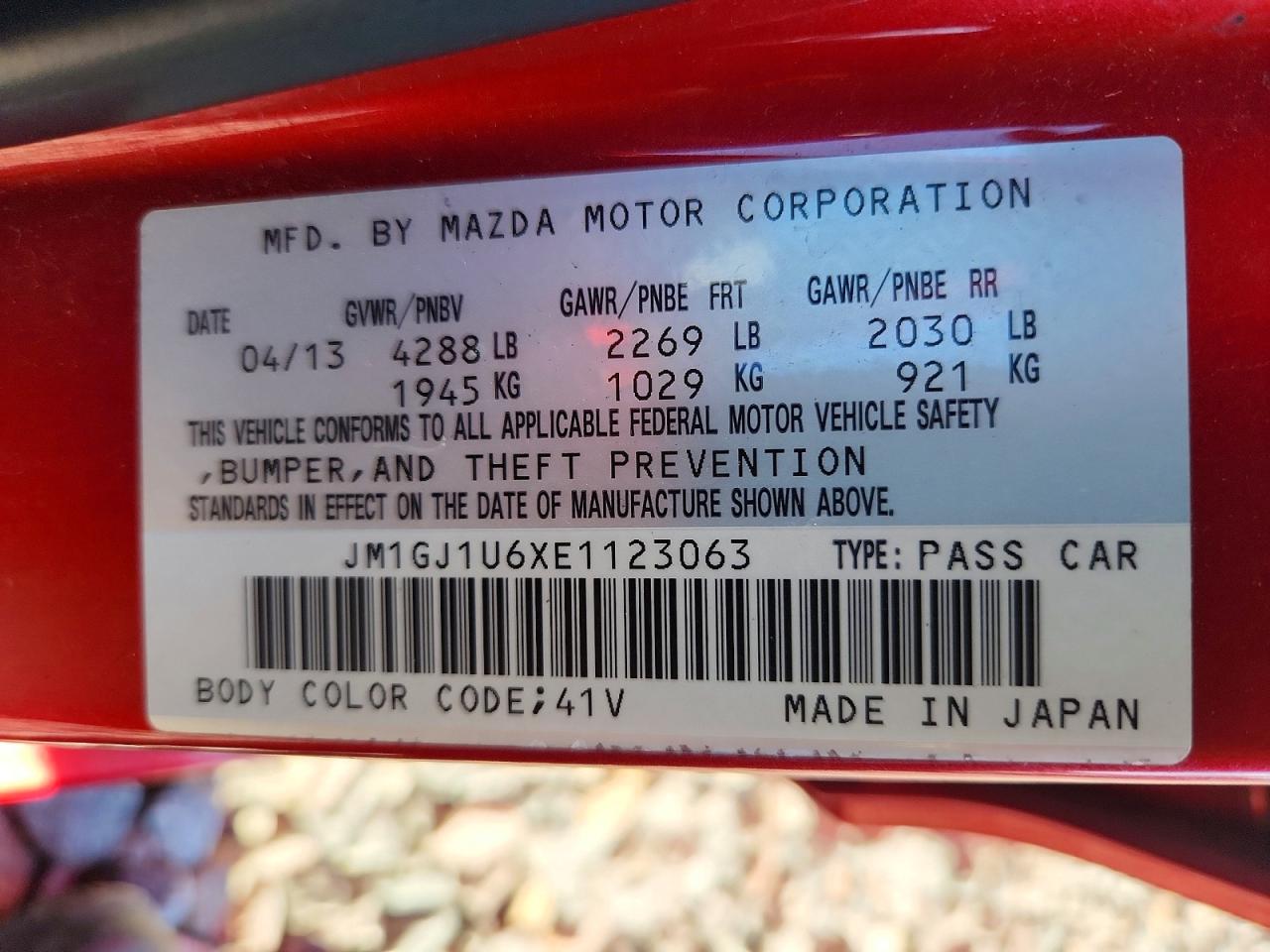 2014 Mazda 6 Sport Red vin: JM1GJ1U6XE1123063