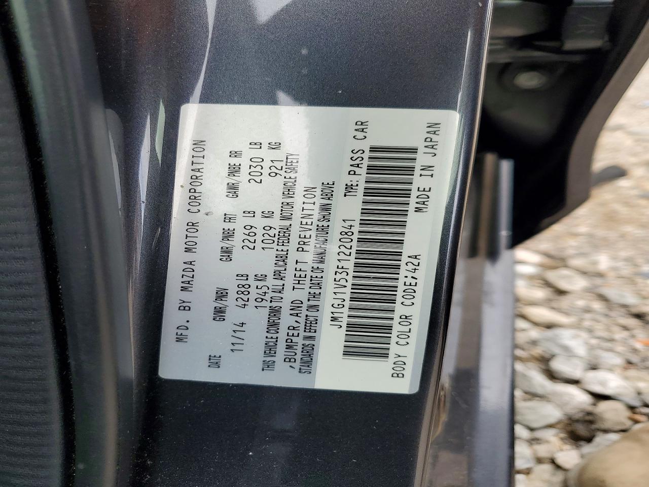 2015 Mazda 6 Touring Gray vin: JM1GJ1V53F1220841